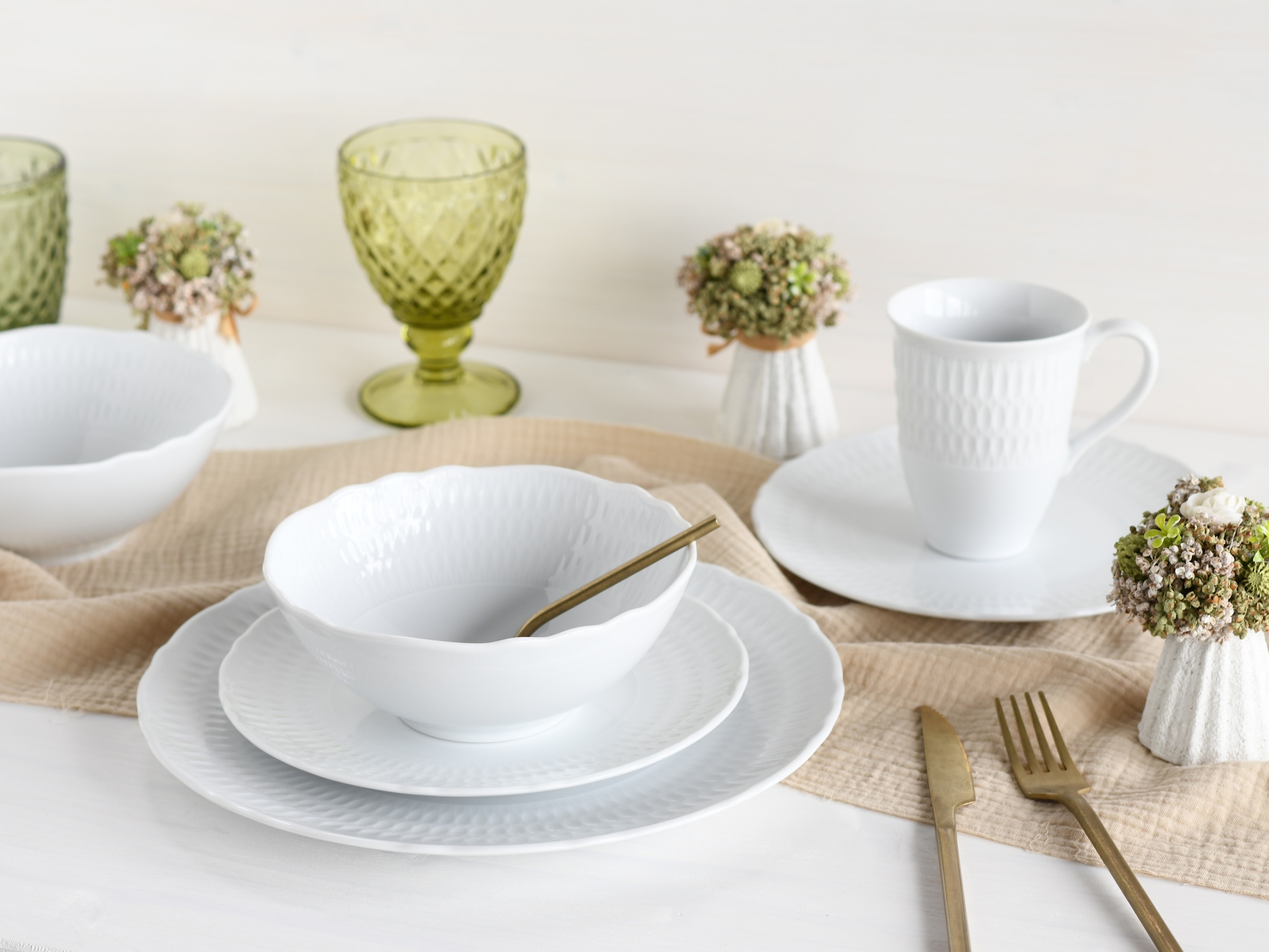 CreaTable Kombiservice »Sofia, Kombi-Service 16 tlg«, (Set, 16 tlg.), Klassisch-elegantes Relief