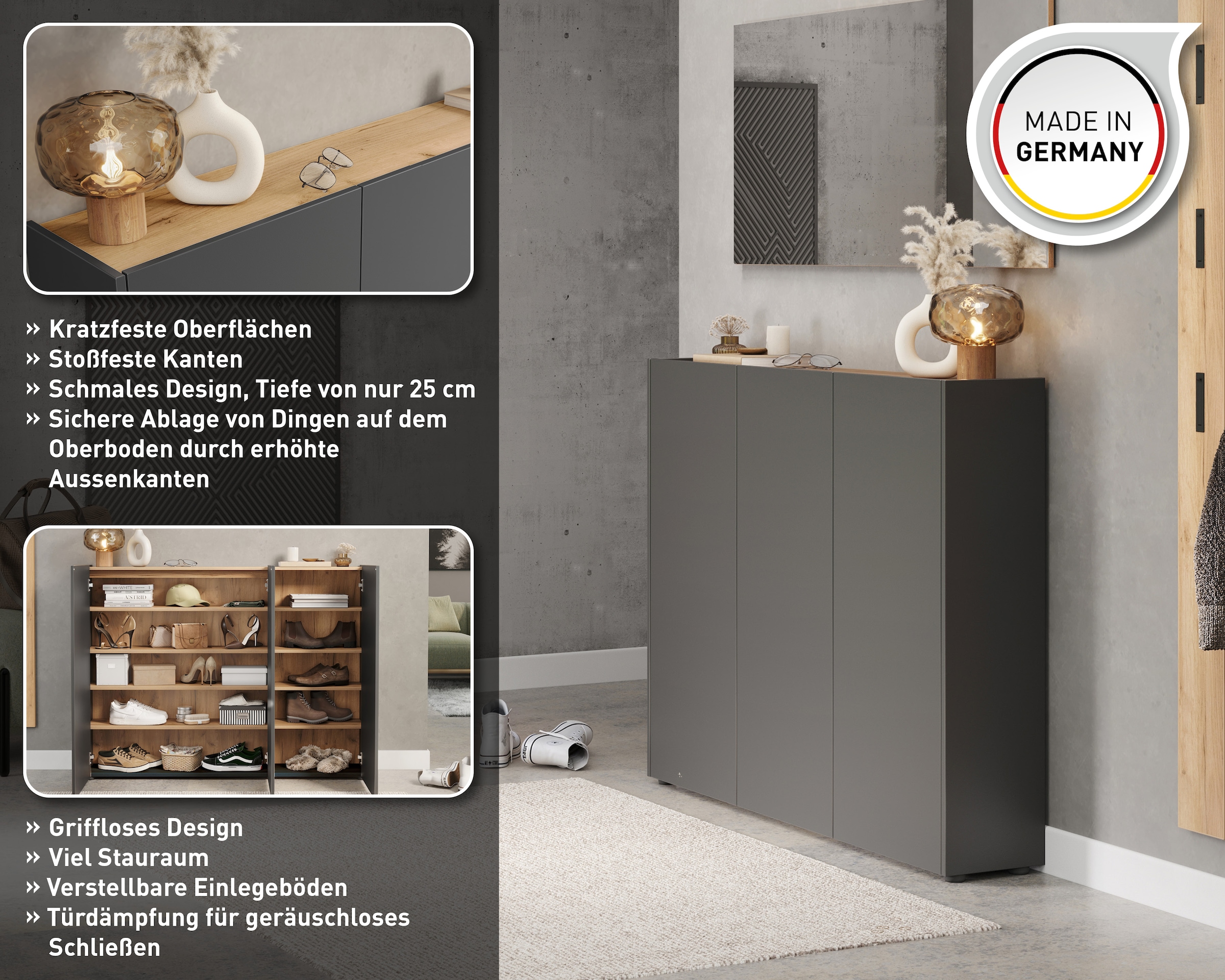 GERMANIA Garderoben-Set »GW-Libbiano«, (3 St.), 3 tlg. Set mit Spiegel und Paneel