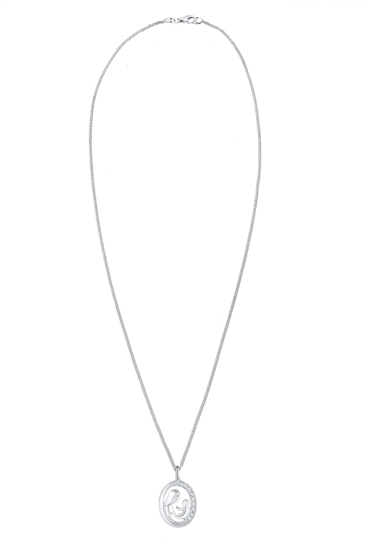 Elli Collierkettchen »Mutter Kind Glas Kristalle Weiß 925 Sterling Silber«