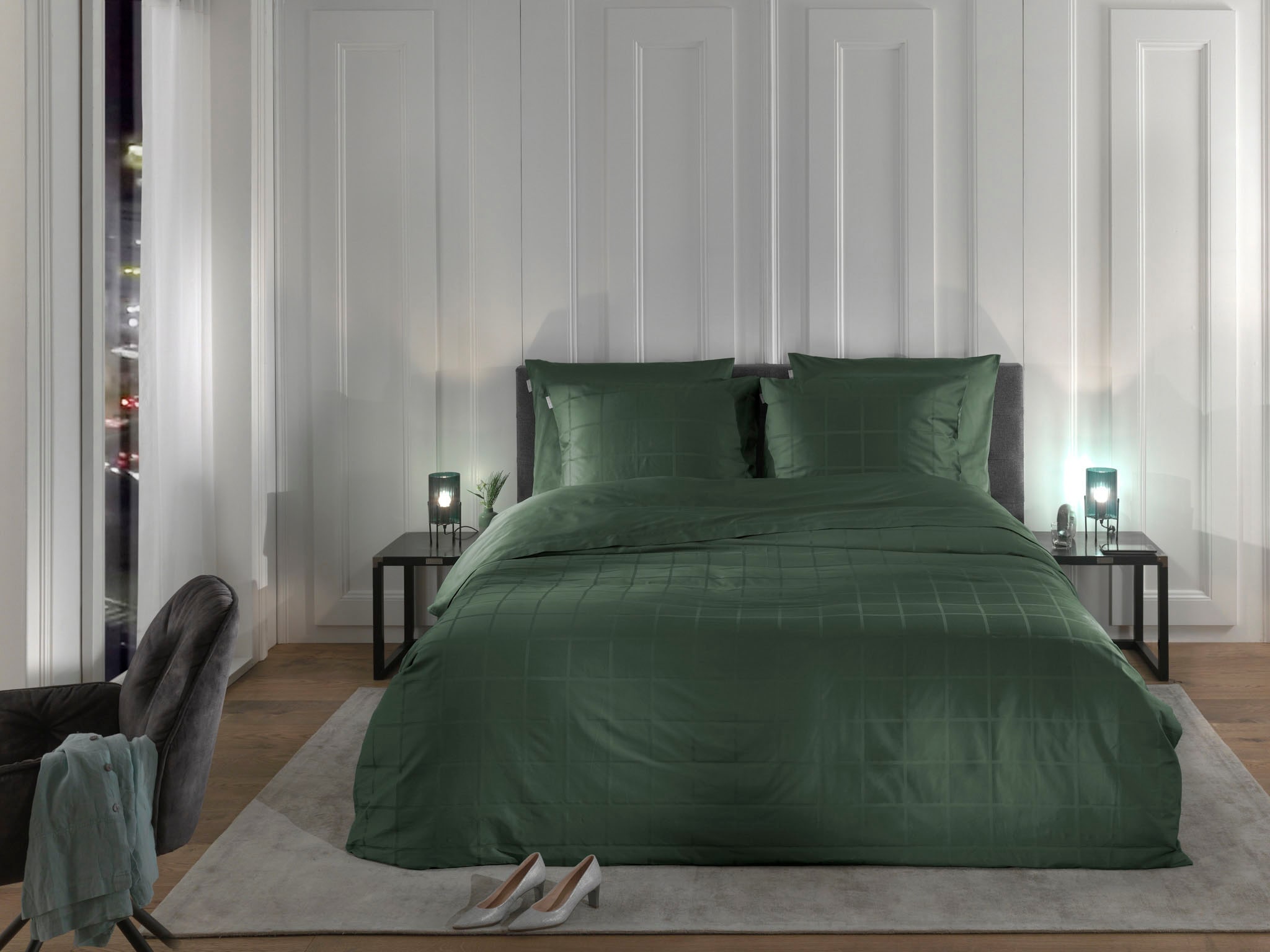 Heckett & Lane Wendebettwäsche »Diamante« 2 Stk. tlg. kariert, hochwertiges Mako-Satin, Bettwäsche ab 135x200 cm.