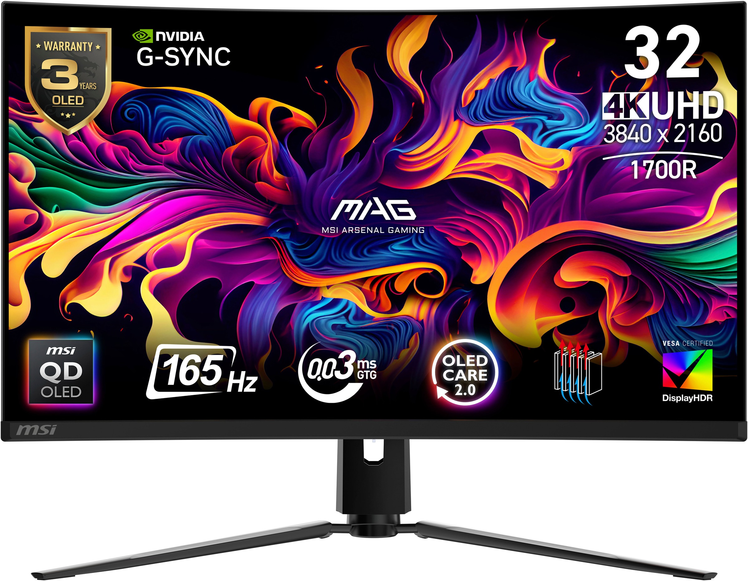 MSI Gaming-Monitor »MAG 321CUP QD-OLED«, 80 cm/32 Zoll, 3840 x 2160 px, 4K Ultra HD, 0,03 ms Reaktionszeit, 165 Hz
