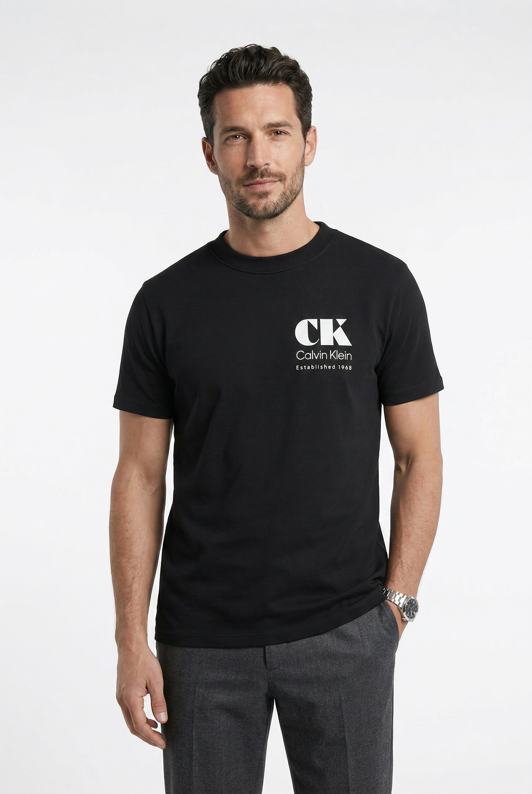 Calvin Klein Jeans T-Shirt Rundhalsausschnitt, reine Baumwolle, großer Rückendruck