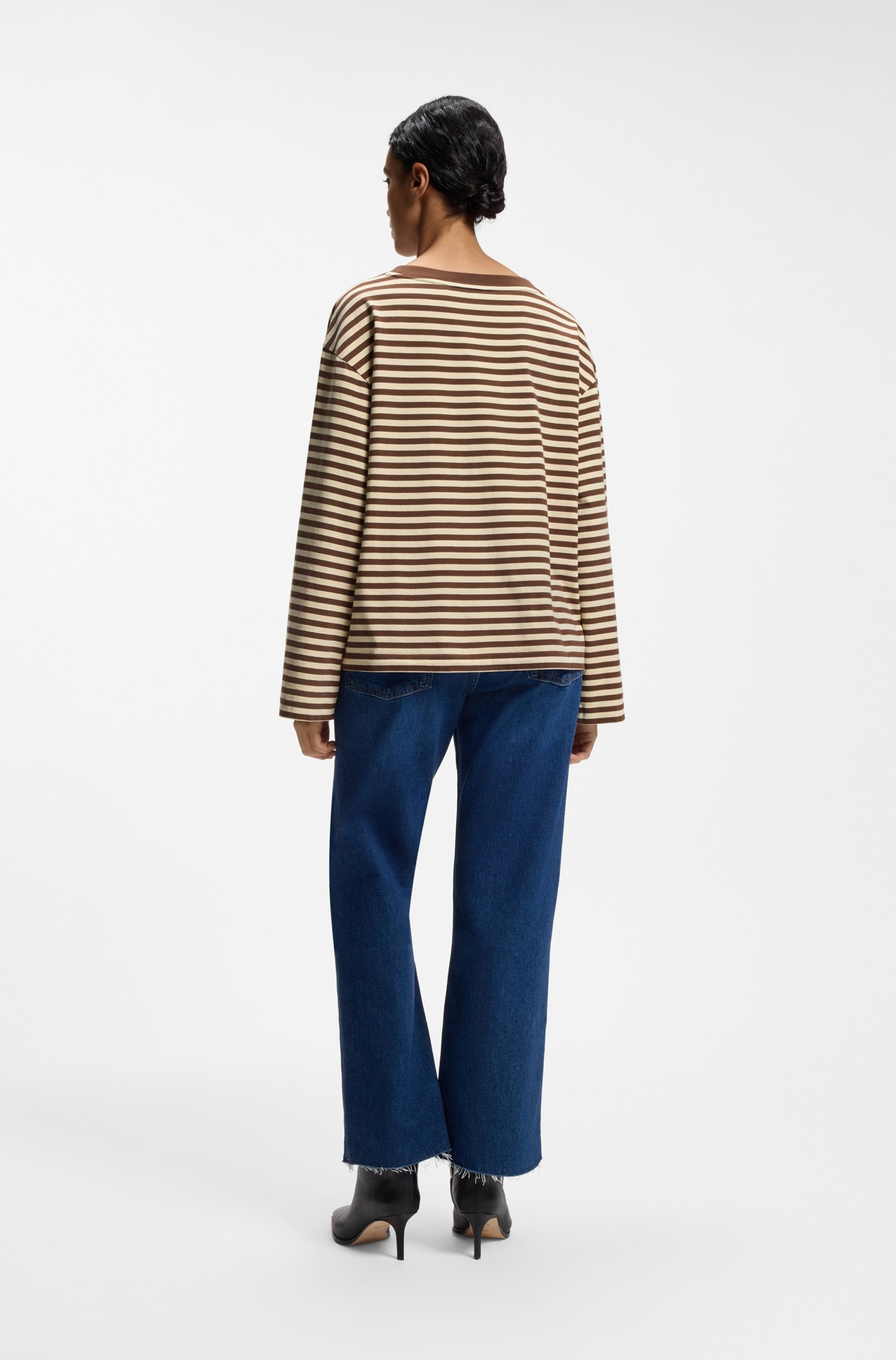 BOSS ORANGE Langarmshirt »Ewa Stripe Premium Damenmode« im Streifendesign, Relaxed Fit