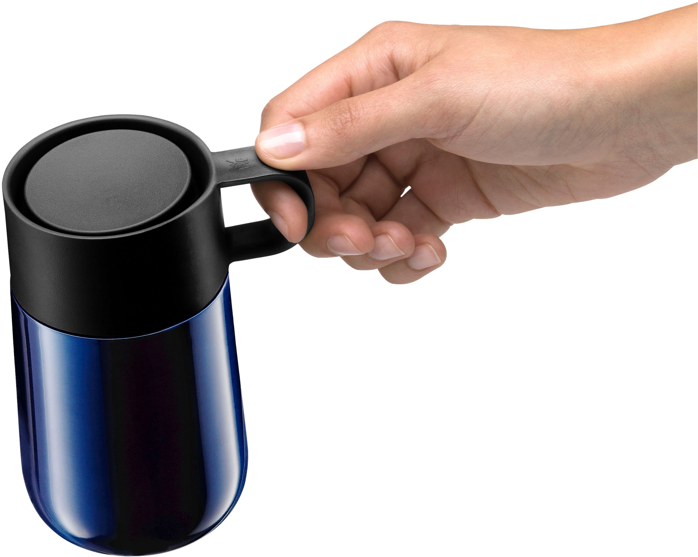 WMF Thermobecher »Impulse Travel Mug«, doppelwandiger Edelstahl, geringe Höhe, 360°-Trinköffnung
