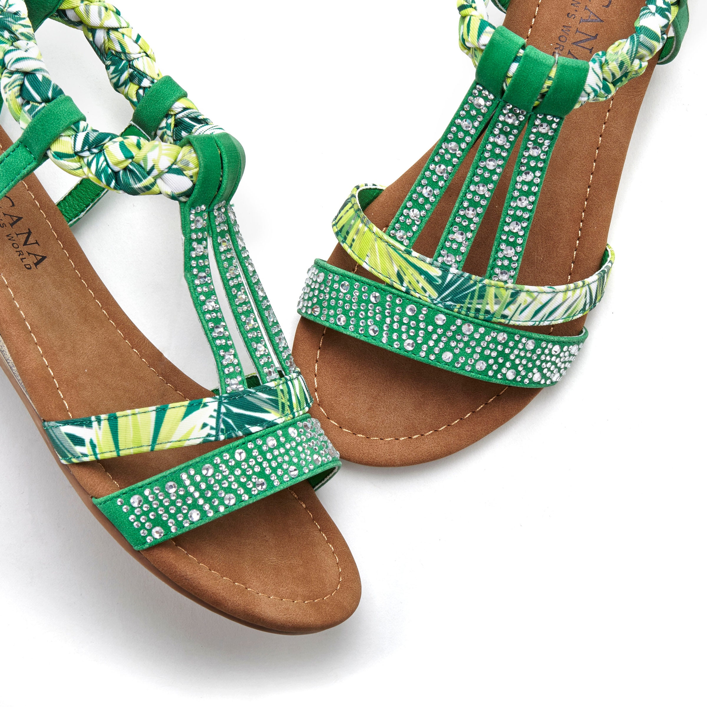 LASCANA Sandale »Sommerschuh«, Sandalette, Sommerschuh mit Verzierung und kleinem Keilabsatz VEGAN
