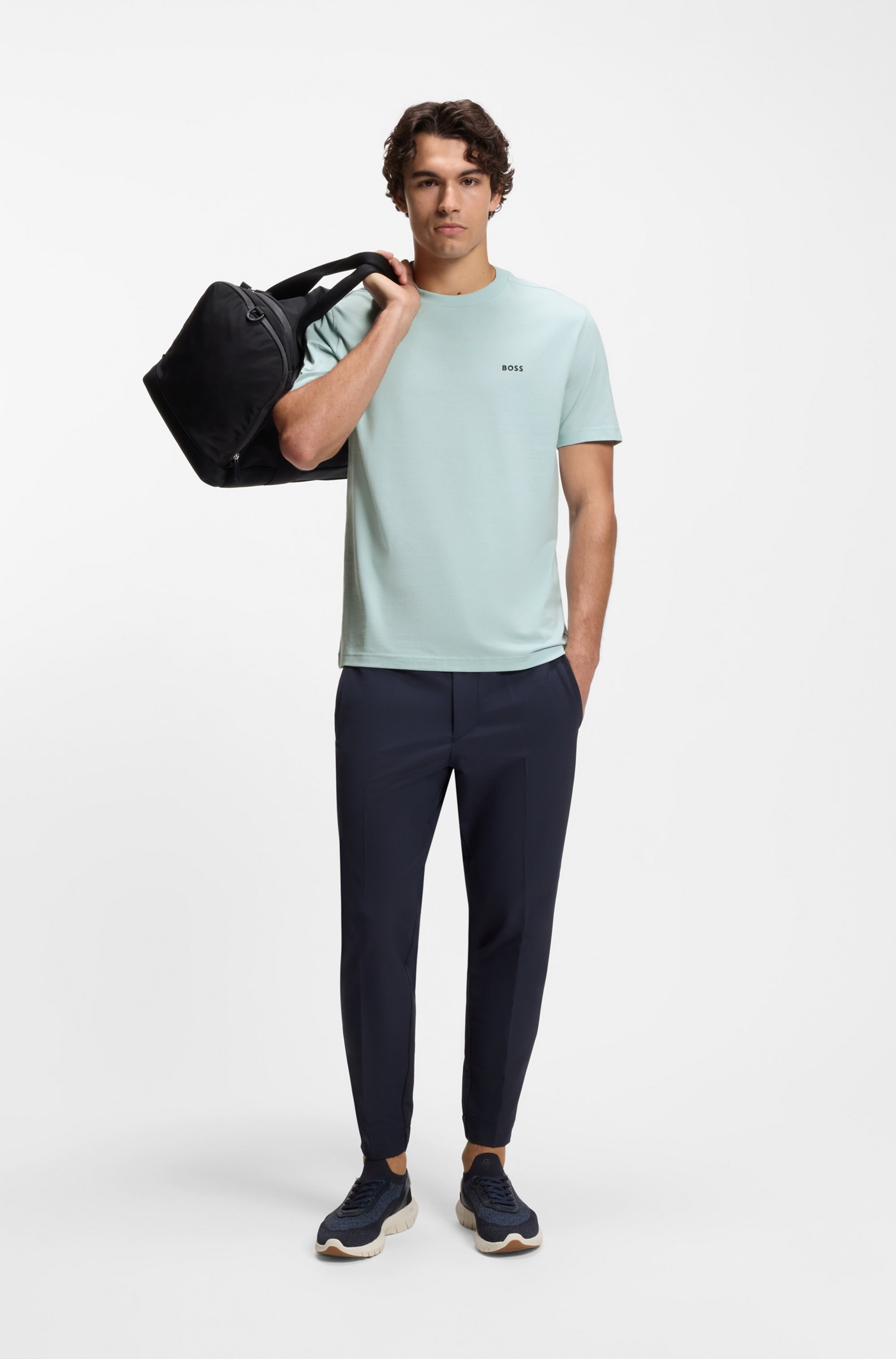 BOSS GREEN »Tee Regular Fit« Stretch Jersey Cotton, Logo on Chest, Rundhals
