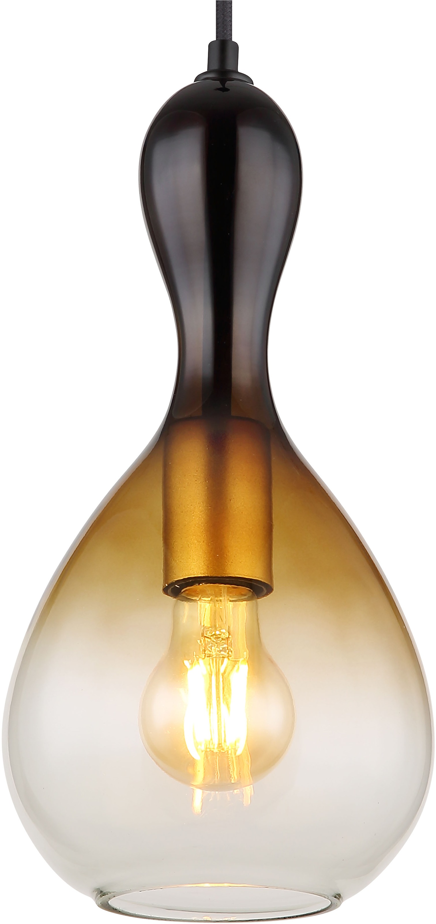 GLOBO LIGHTING Hängeleuchte »ALADDIN« E27 1 Stk. Pendelleuchte/goldfarben/Glas rauchfarben/amber/Höhe kürzbar