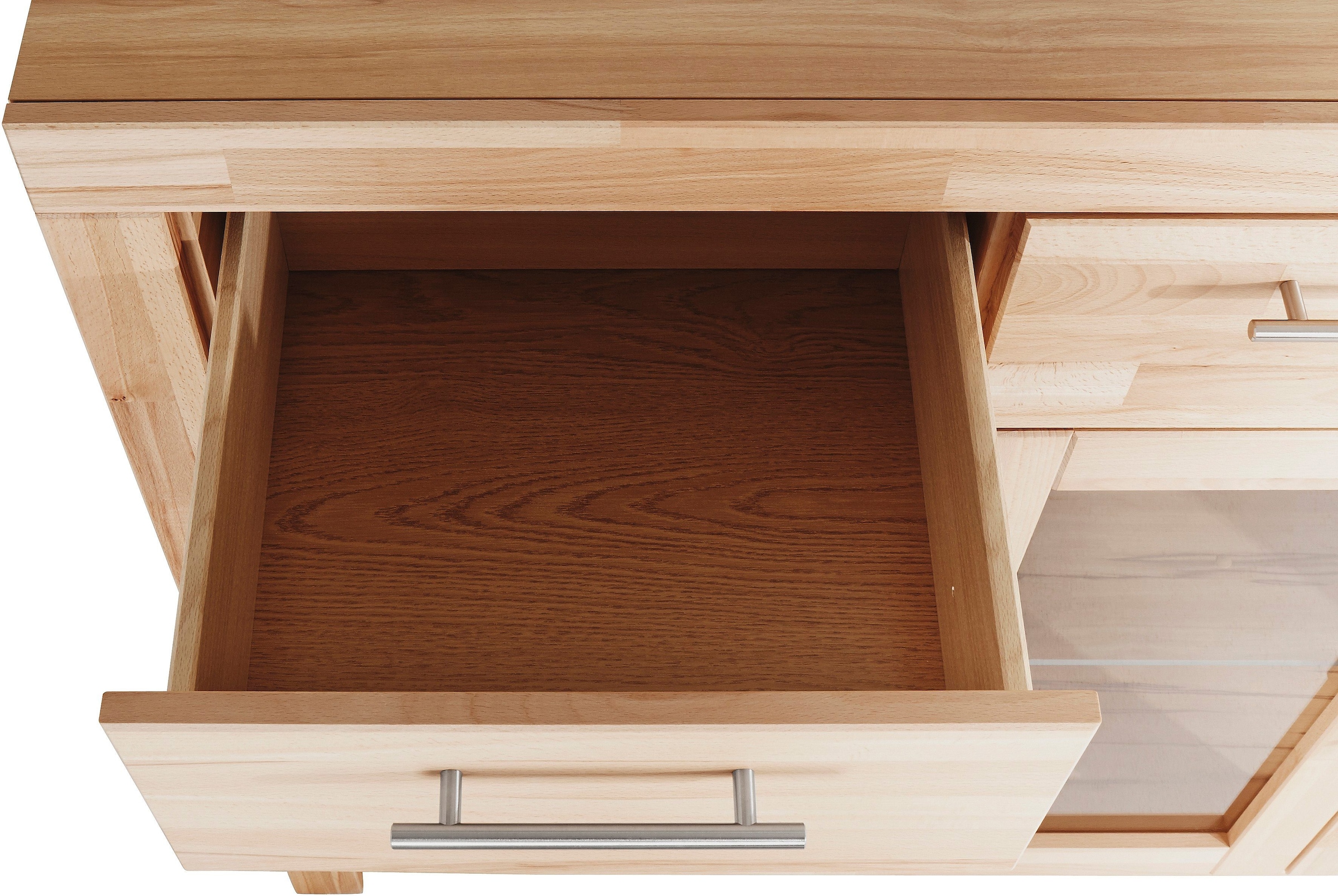 VOGL Möbelfabrik Highboard »Toronto«, opt. Glastüren, teilmassiv, Rahmenoptik, Made in Germany