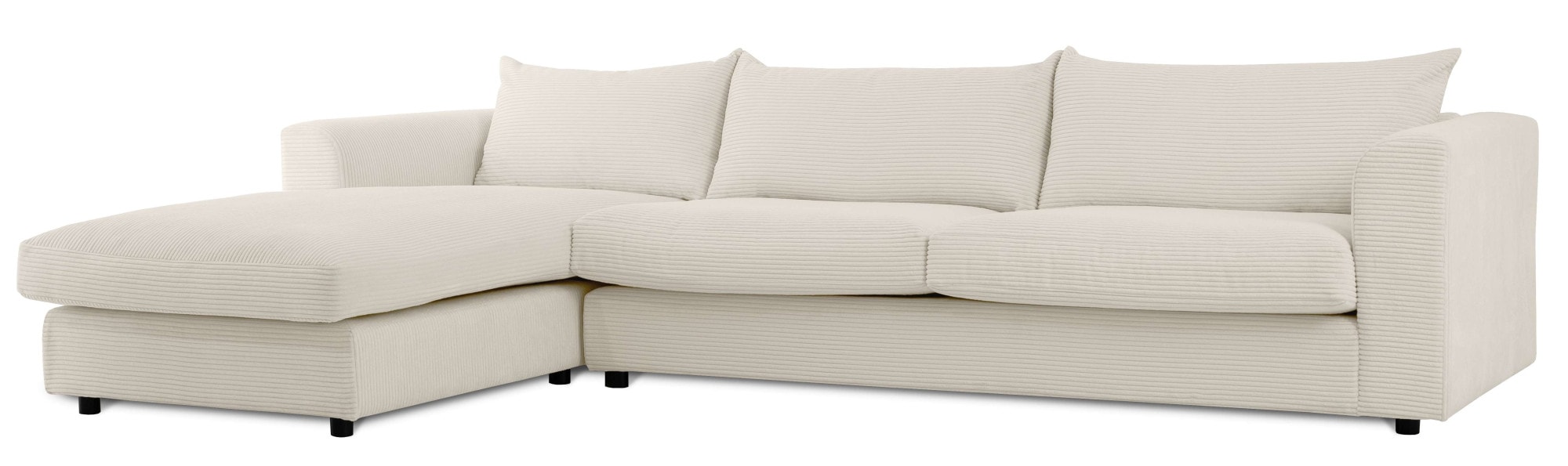 LeGer Home by Lena Gercke Ecksofa »Avelina«, (2 St.), Breite 297 cm, in Cord- und Chenille- Stoff, Rückenkissen mit Federn