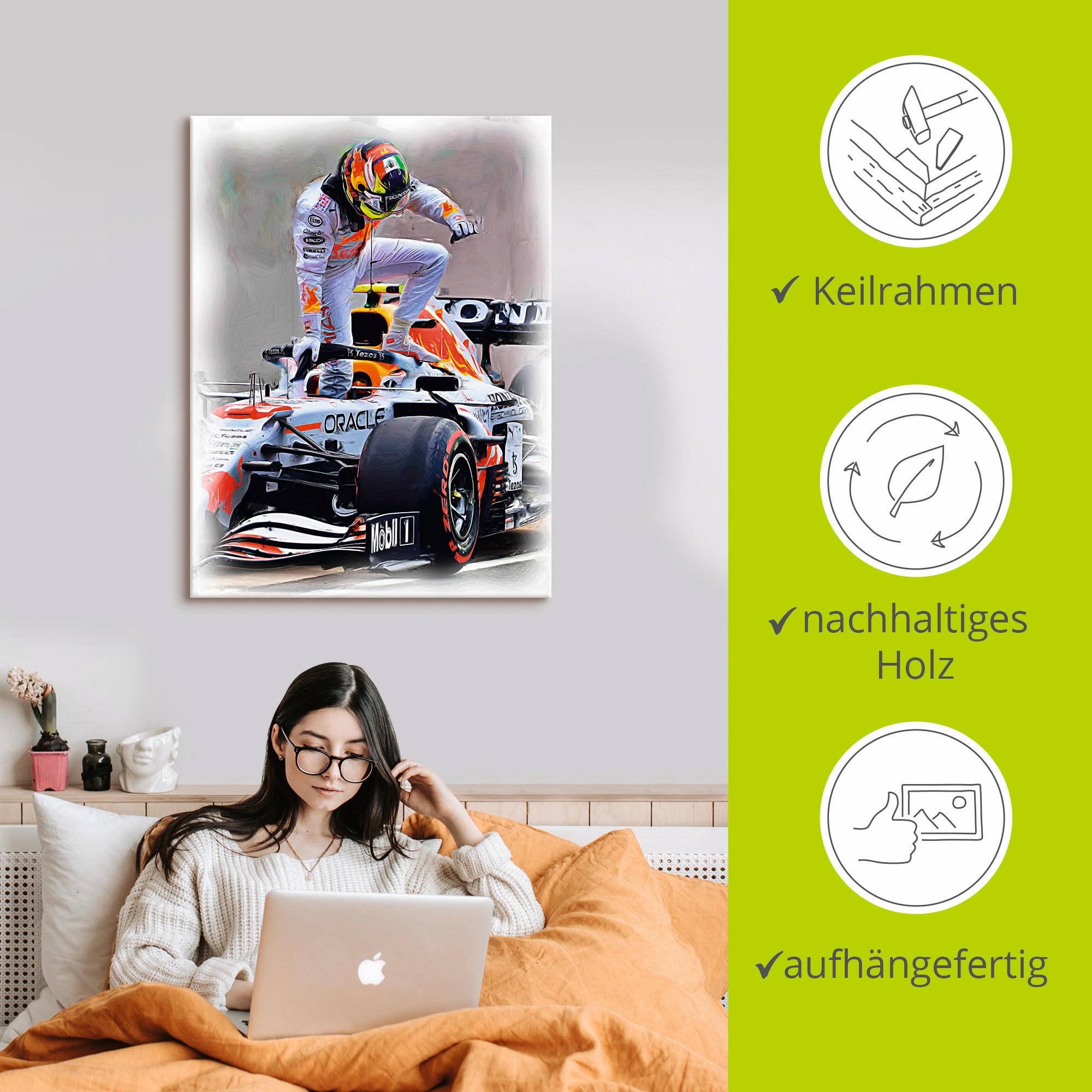 Artland Leinwandbild »Sergio Pérez alias Checo«, Auto, (1 St.), auf Keilrahmen gespannt