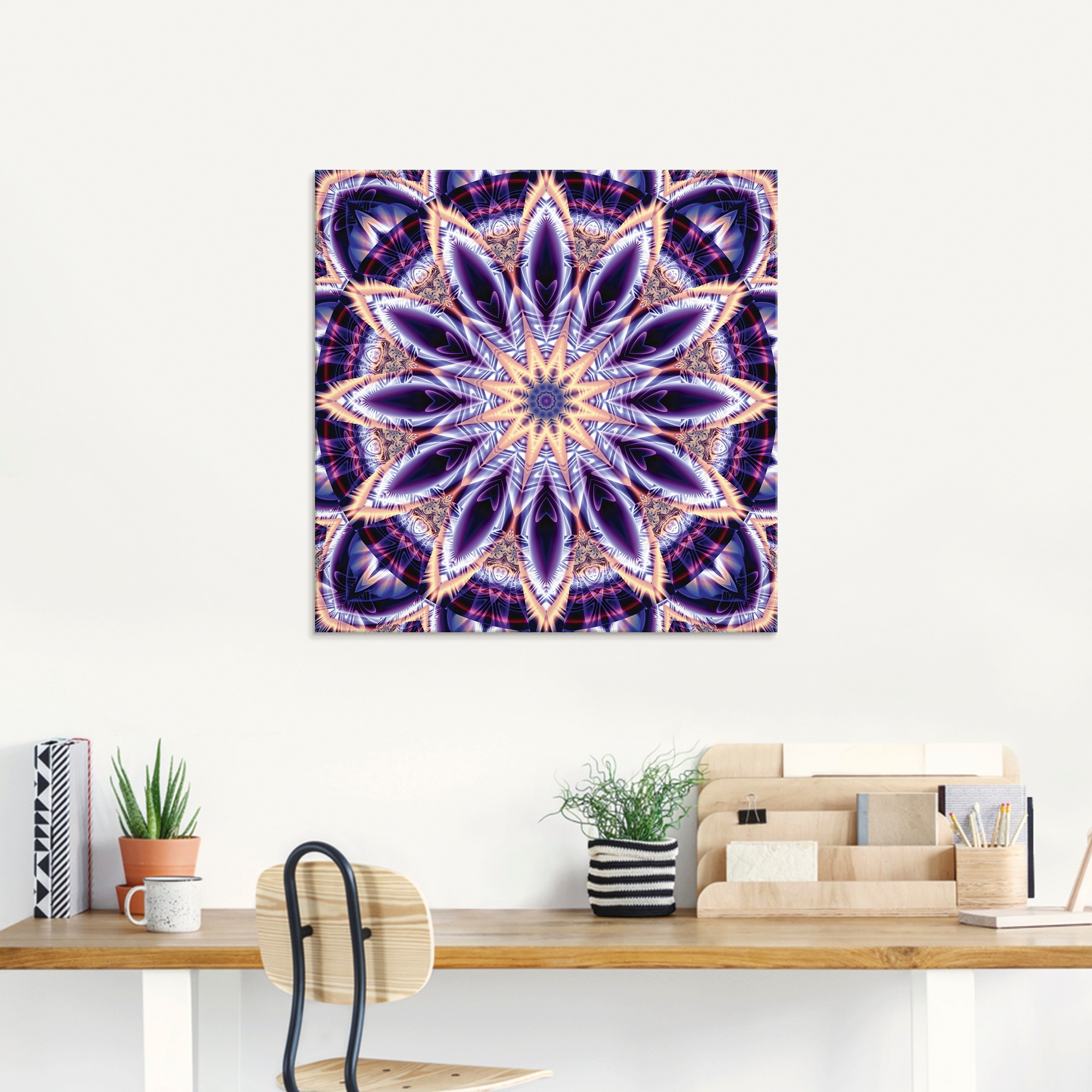 Artland Glasbild "Mandala Stern lila", Muster, (1 St.), in verschiedenen Gr günstig online kaufen