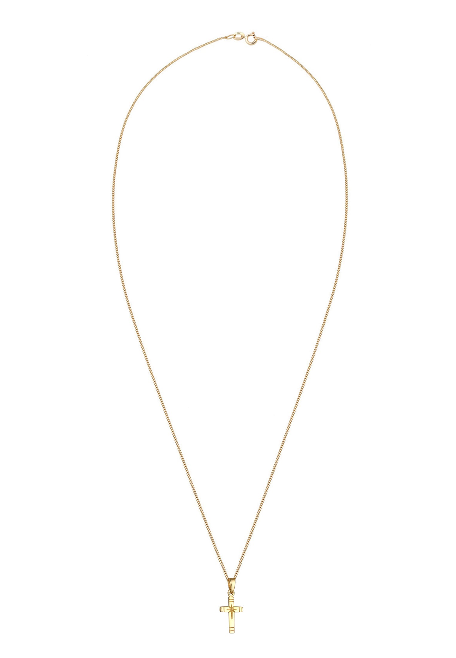 Elli Premium Kette mit Anhänger »Kreuz Anhänger 585 Gelbgold«