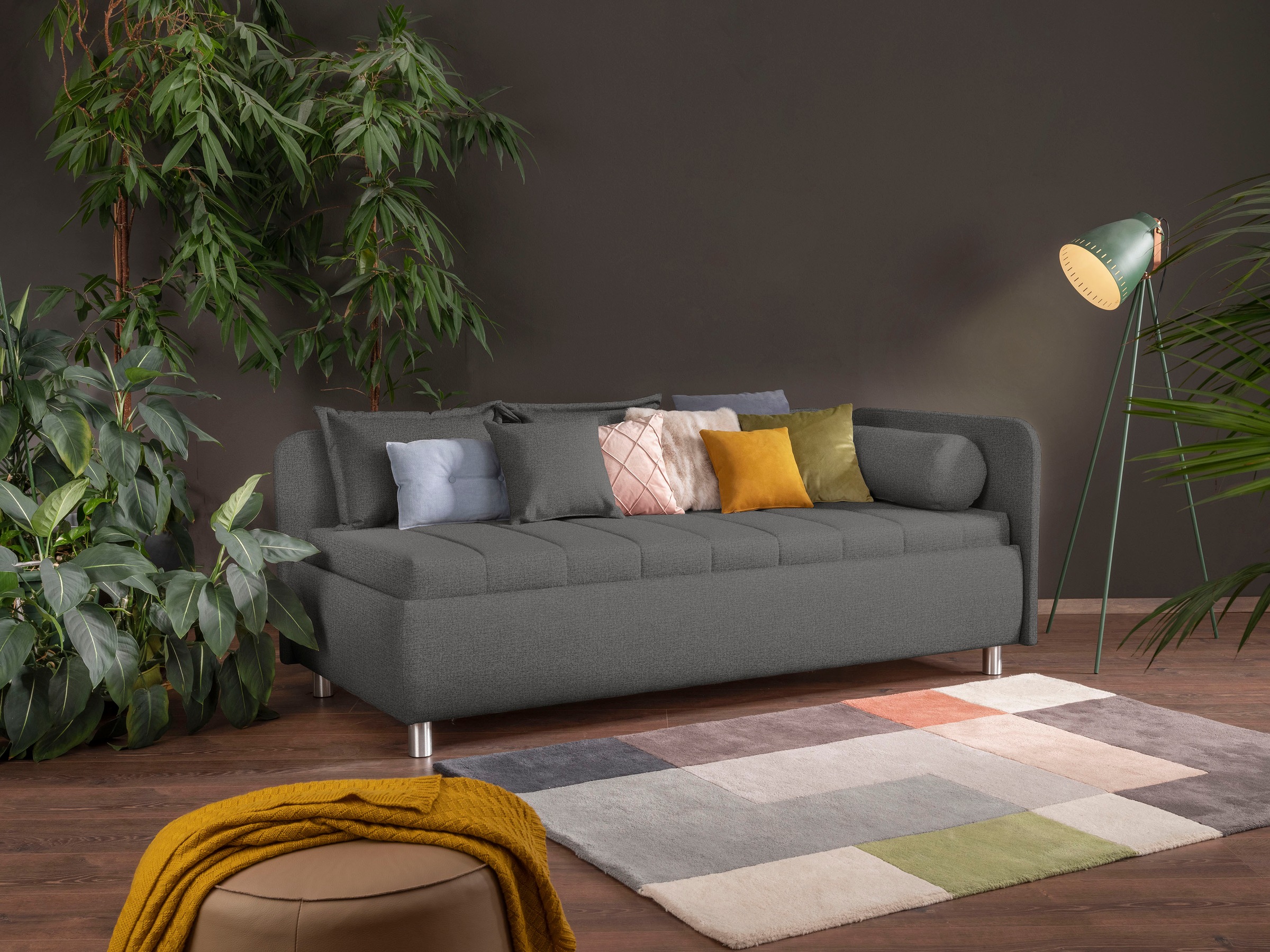 alina Schlafsofa »Kiana«, mit Bettkasten und Zierkissen, Liegefläche 90/200 cm oder 100/200 cm