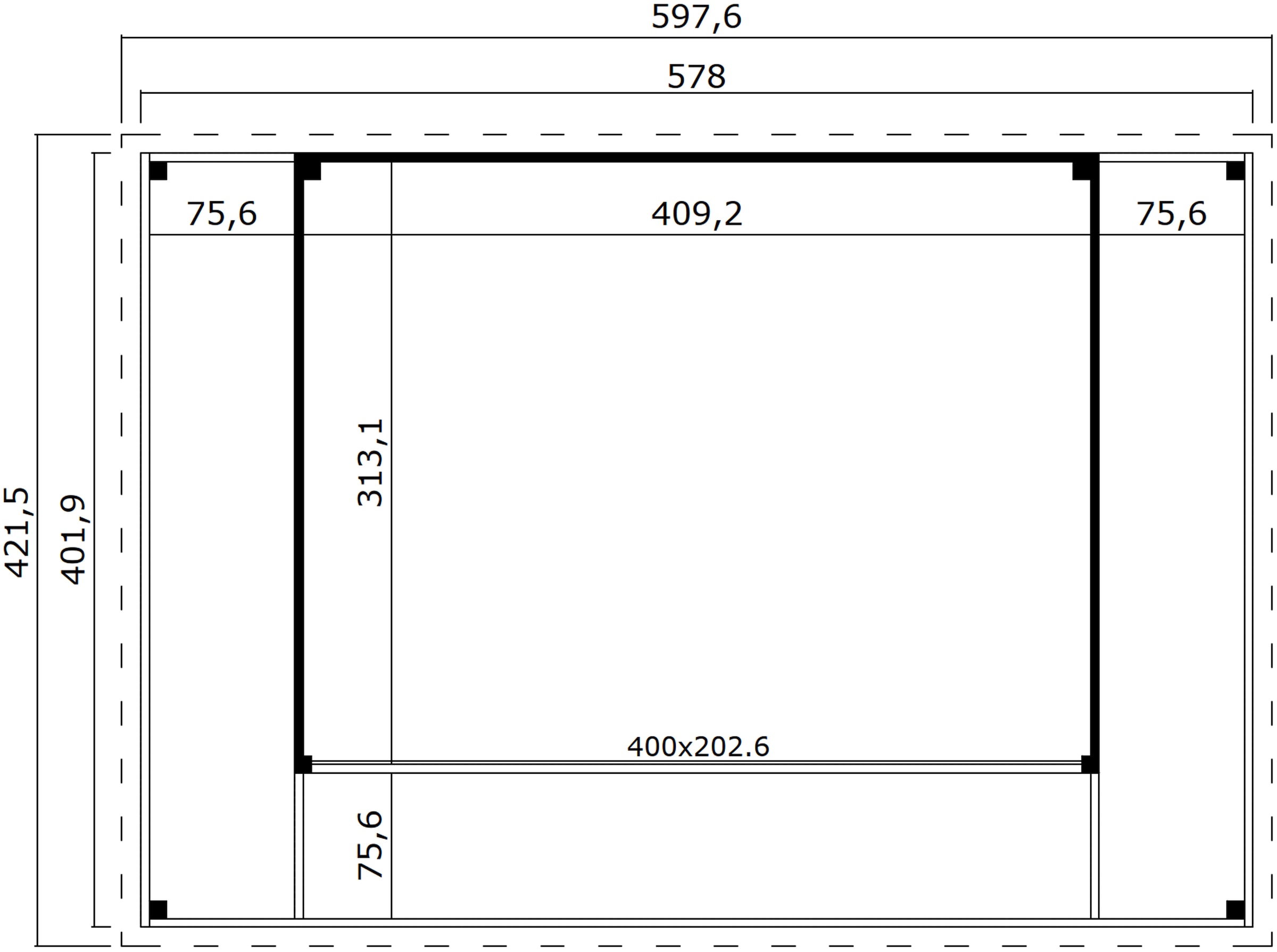 LASITA MAJA Gartenhaus »DOMEO 4 LOGGIA CARBONGRAU/ANTHRAZIT - NEU«, (Set), Fundamentmass 800+4180+800 x 800+3219, Carbongrau