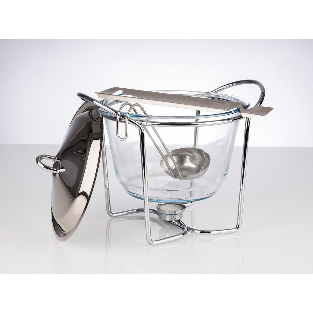 APS Bowle-Set, (Feuerzangenbowle mit Zuckerhutablage), Edelstahl/Glas, Inhalt 4 Liter