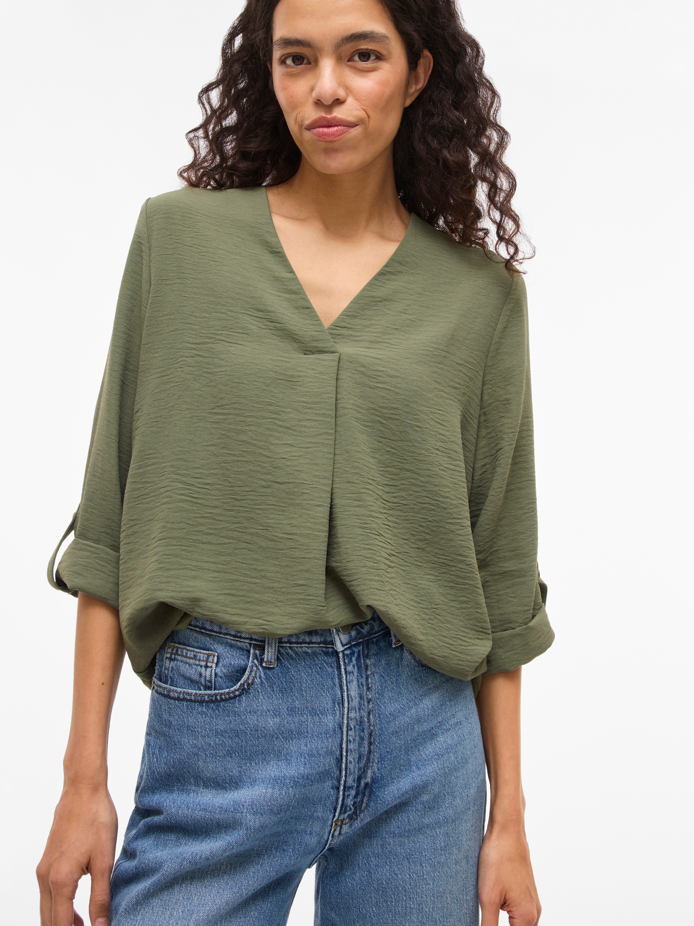 Vila Blusenshirt »VIJOSA 3/4 V-NECK TOP - NOOS«