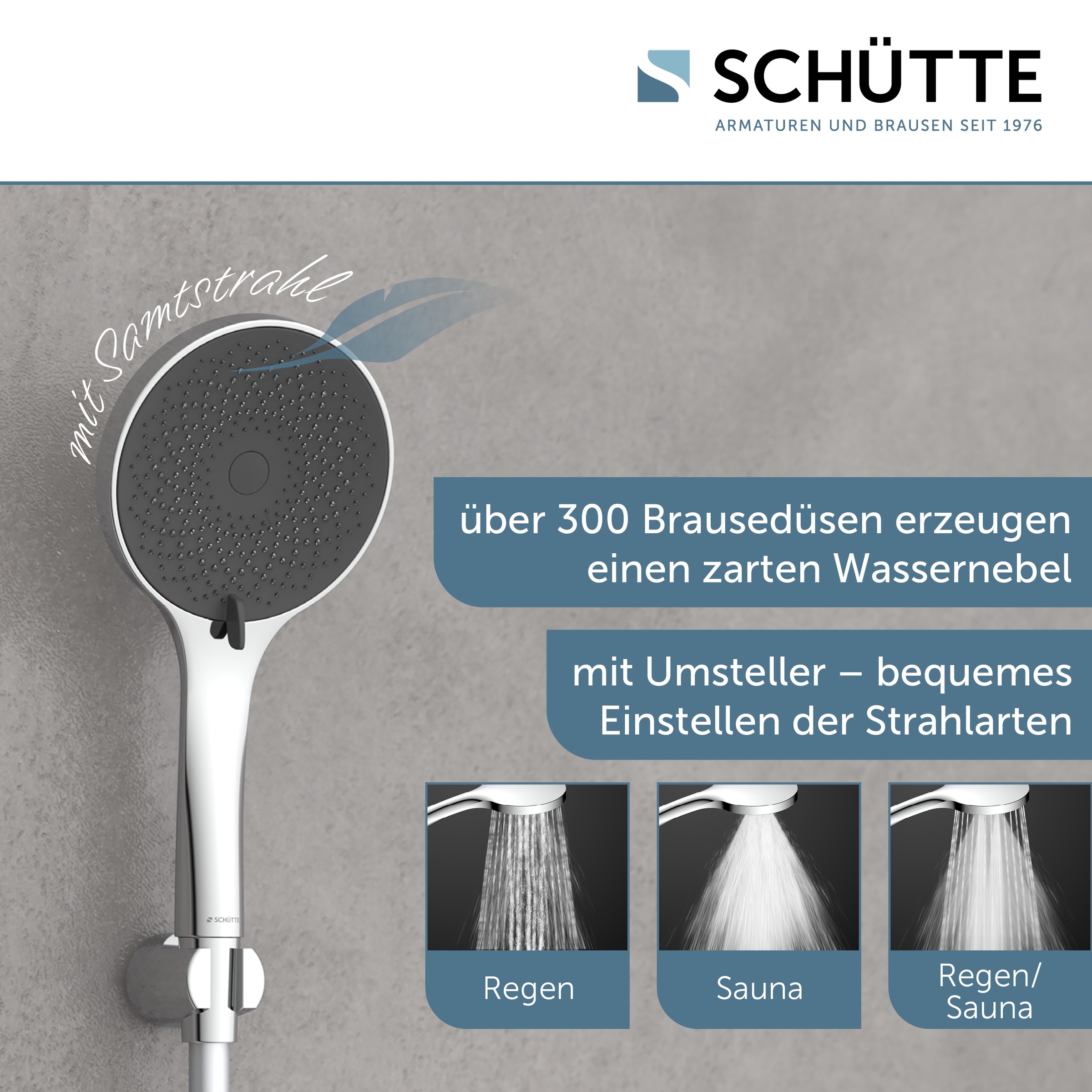 Schütte Handbrause »CAPRI«, Duschbrause, 3-fach verstellbar, Antikalk, wassersparend