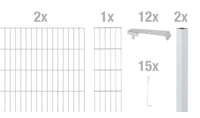 Gabionenzaun »Cluster-Gabionen Anbauset«, anthrazit, 2 m breit, versch. Höhen