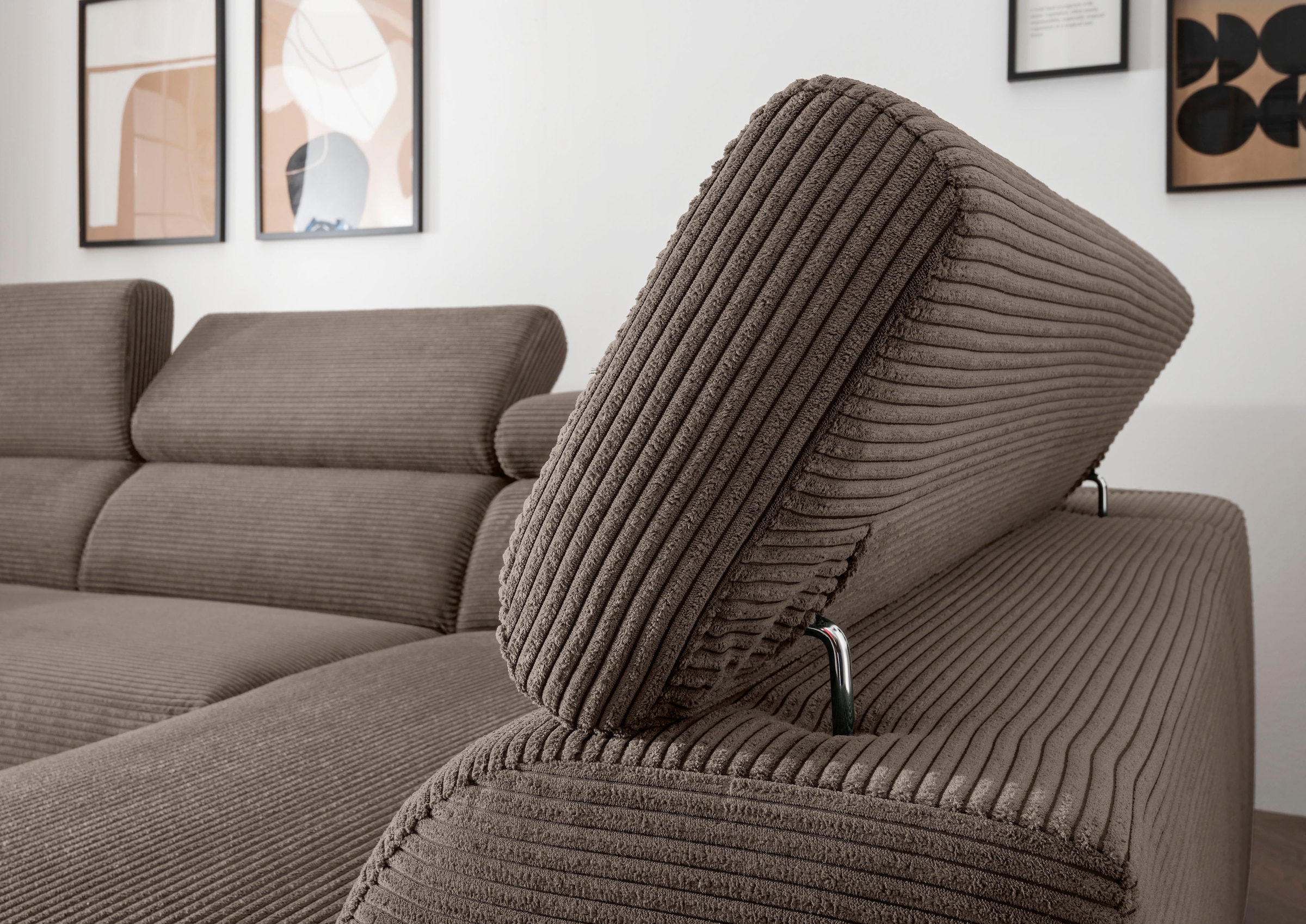 alina Ecksofa »Hikari«, wahlweise mit Sitzvorzug, in modernem Cordstoff, Breite 276 cm