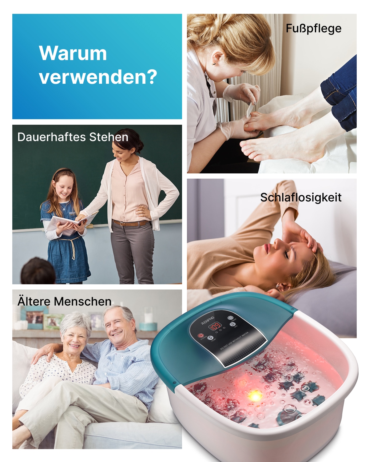 Renpho Fußmassagegerät »Fußbad mit Massagefunktion« Verwöhnende Thermalentspannung für die Füße