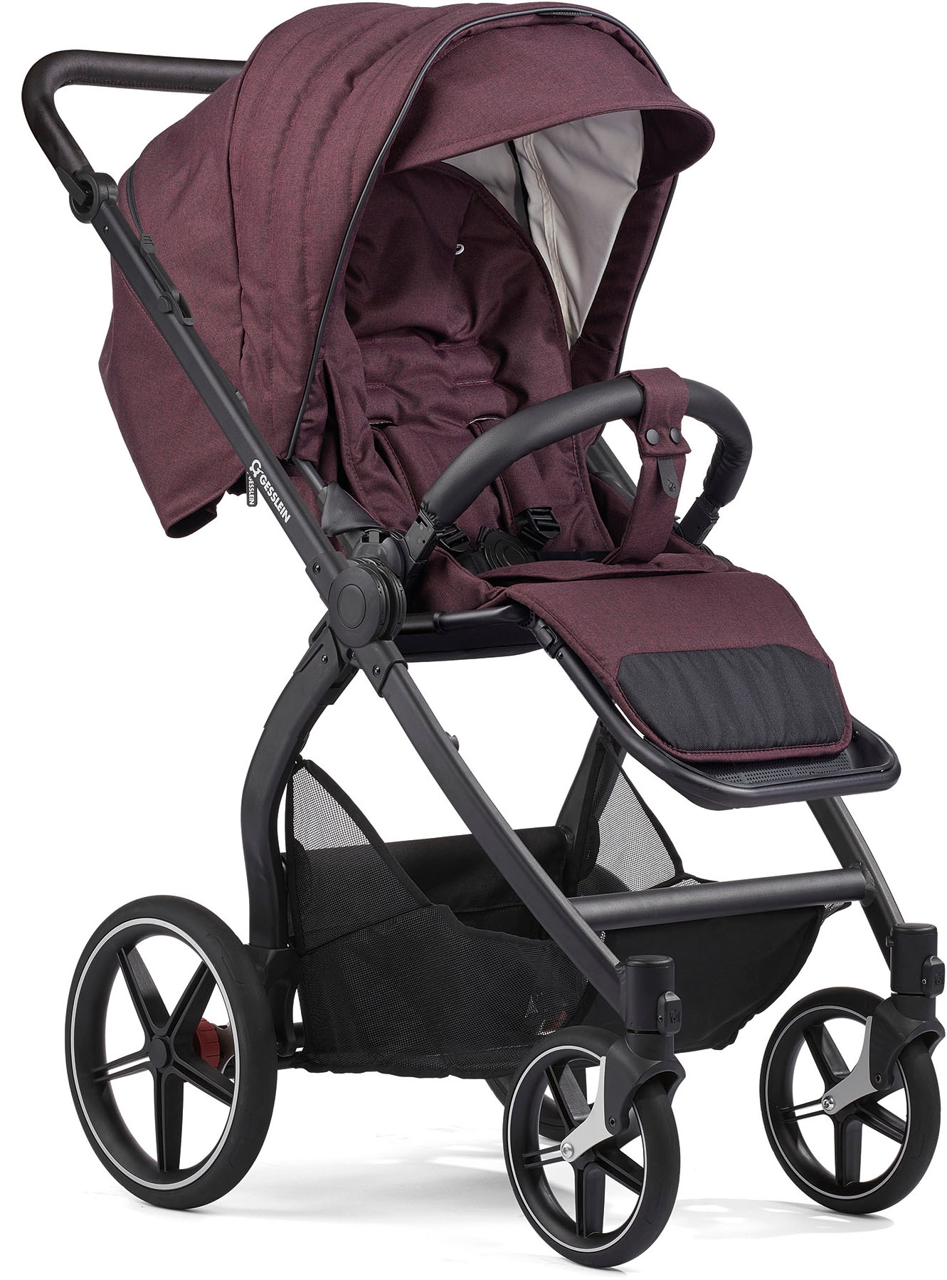 Gesslein Kombi-Kinderwagen »FX4 Soft+ mit Aufsatz Swing schwarz, beere«, mit Babywanne C3 und Babyschalenadapter