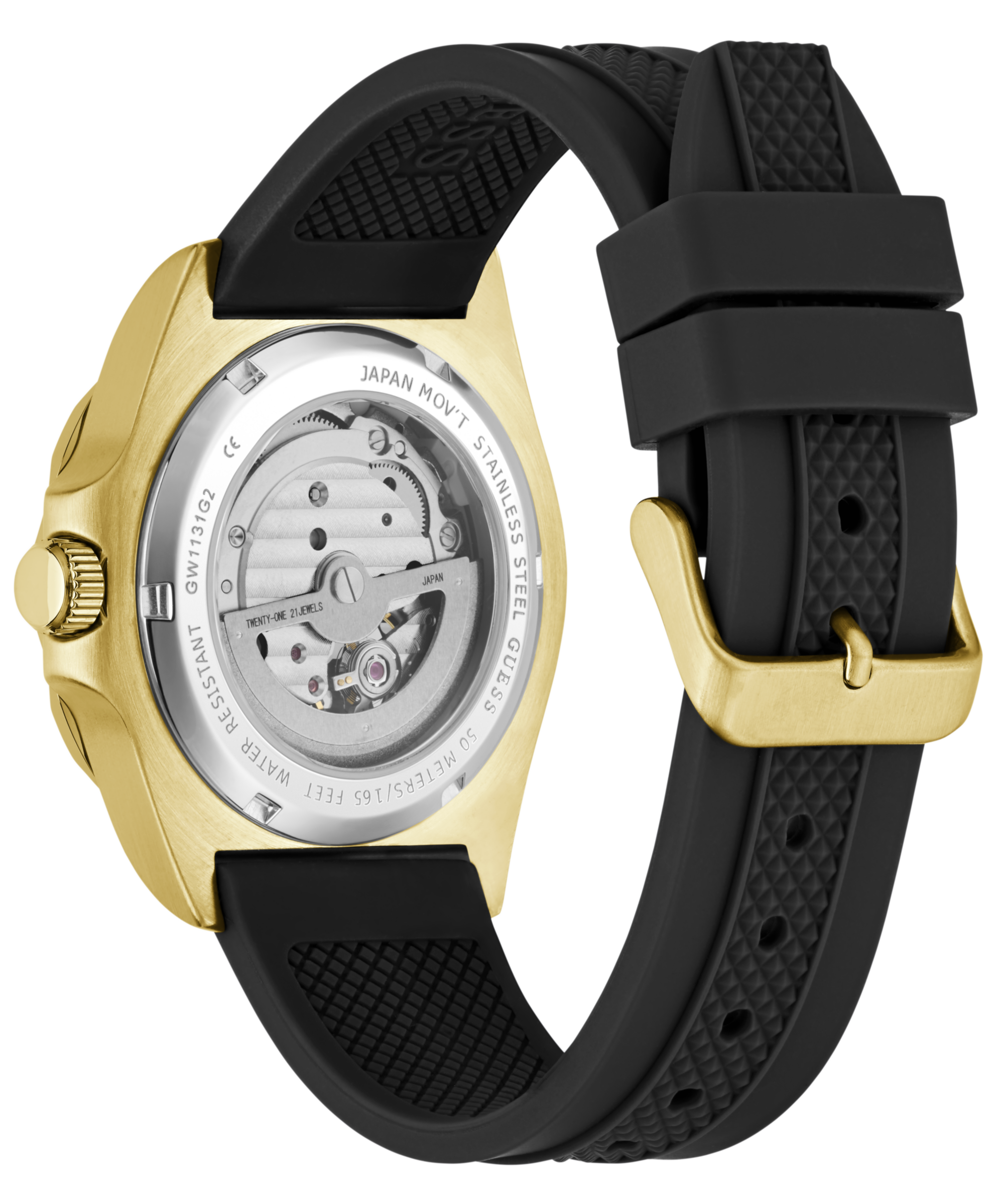 Guess Automatikuhr »CLIFF« Armbanduhr, Herrenuhr, Mechanische Uhr, Silikonarmband, analog
