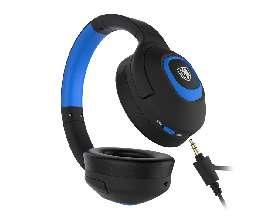 Sades Gaming-Headset »Shaman SA-724 Gaming Headset, schwarz/blau, USB, kabelgebunden«, Mikrofon abnehmbar, Stereo, Over Ear, PC, PST, XBox, Nintendo Switch, VR, Phone