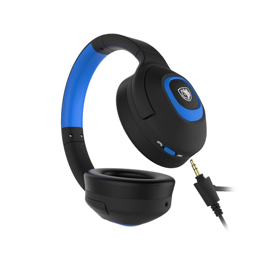 Sades Gaming-Headset »Shaman SA-724 Gaming Headset, schwarz/blau, USB, kabelgebunden«, Mikrofon abnehmbar, Stereo, Over Ear, PC, PST, XBox, Nintendo Switch, VR, Phone