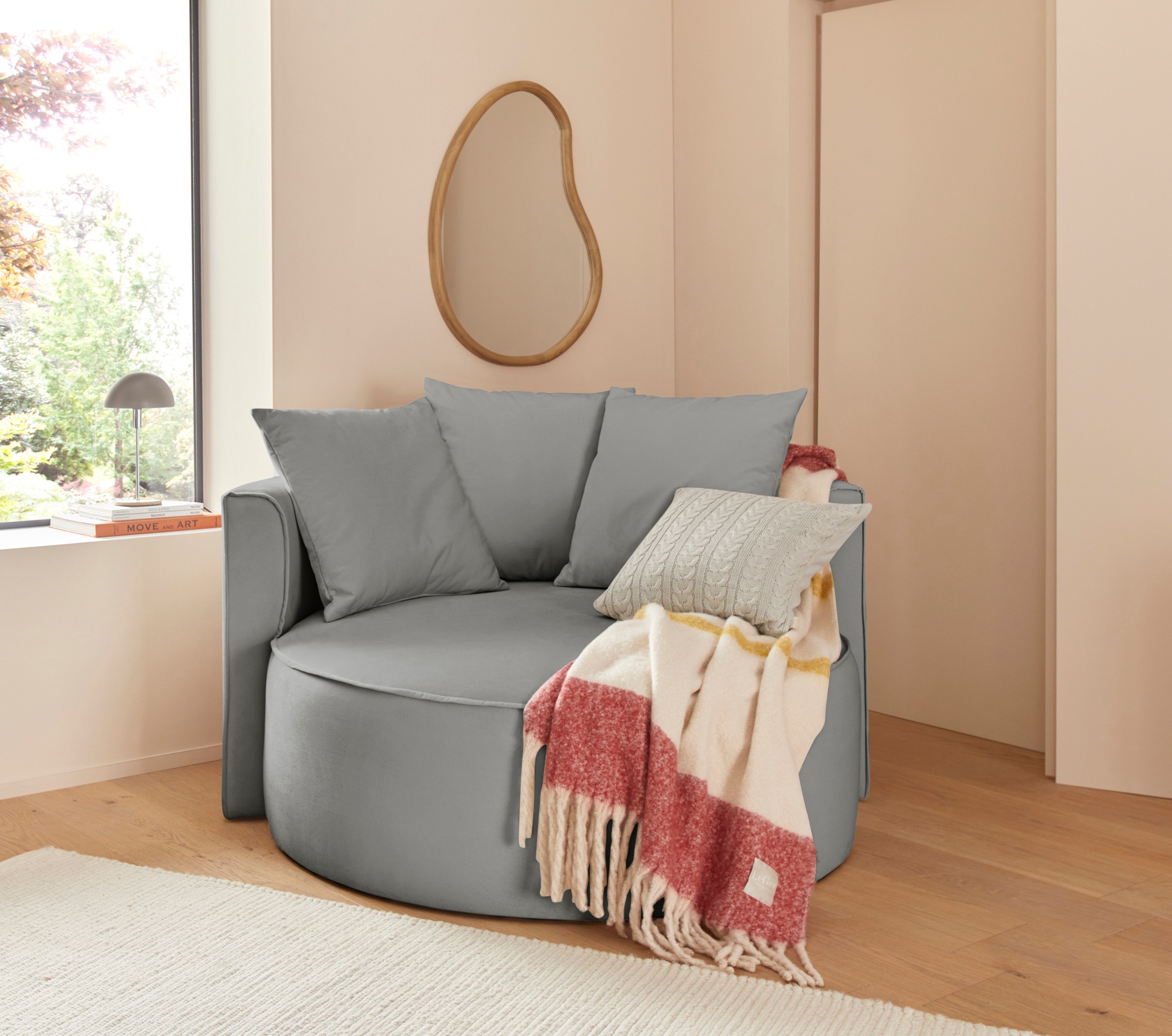 LeGer Home by Lena Gercke XXL-Sessel »Isalie, Lesesessel, Loveseat, inklusive Zierkissen«, extra große Sitzfläche, optional mit Hocker, Cord, Samt, Bouclé
