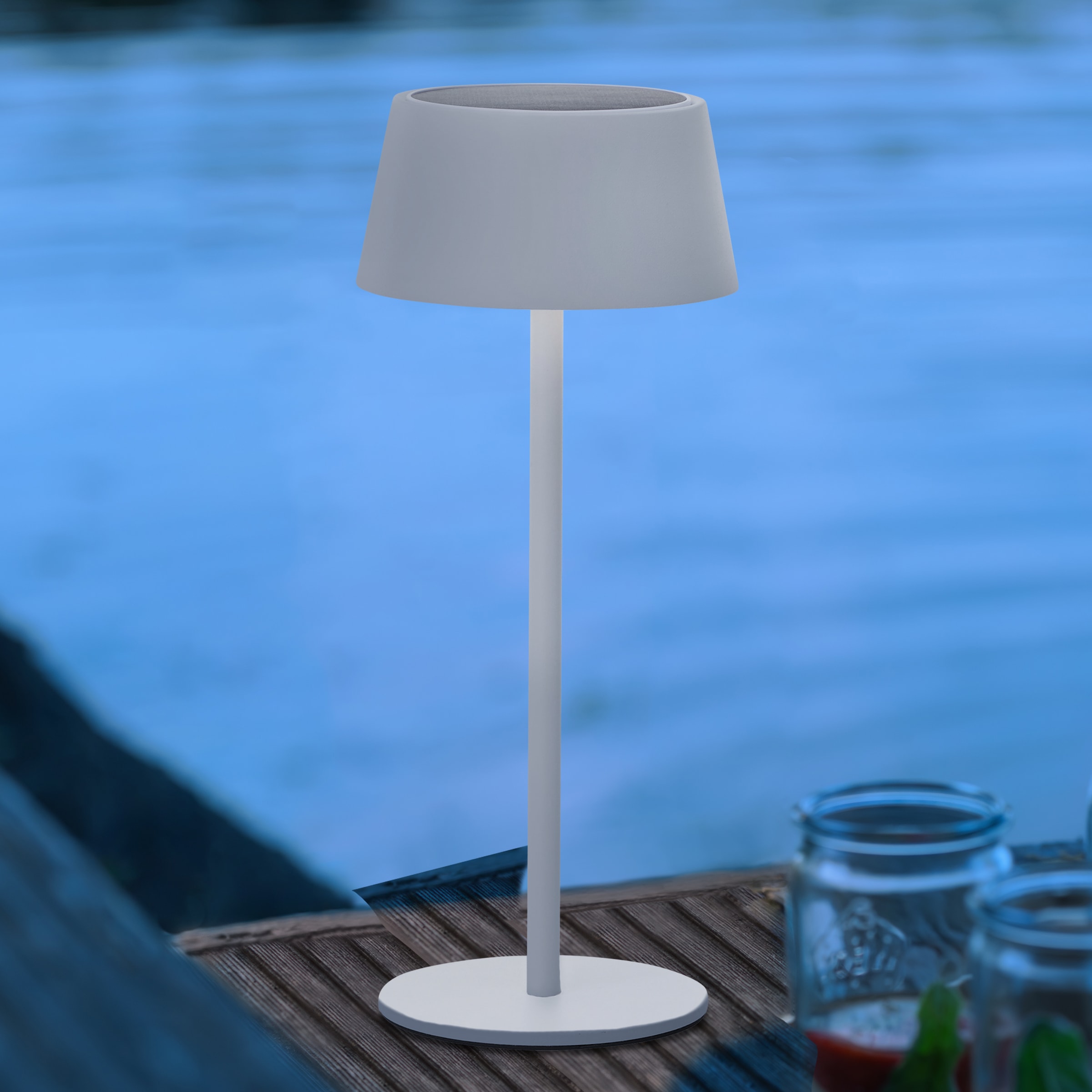 my home LED Außen-Tischleuchte »Ocki Tischleuchte mit Solar u. Akku«, 1 flammig, LED Solar, 4 W, 300 lm, 3000 K, dimmbar, USB ladbar, Indoor & Outdoor