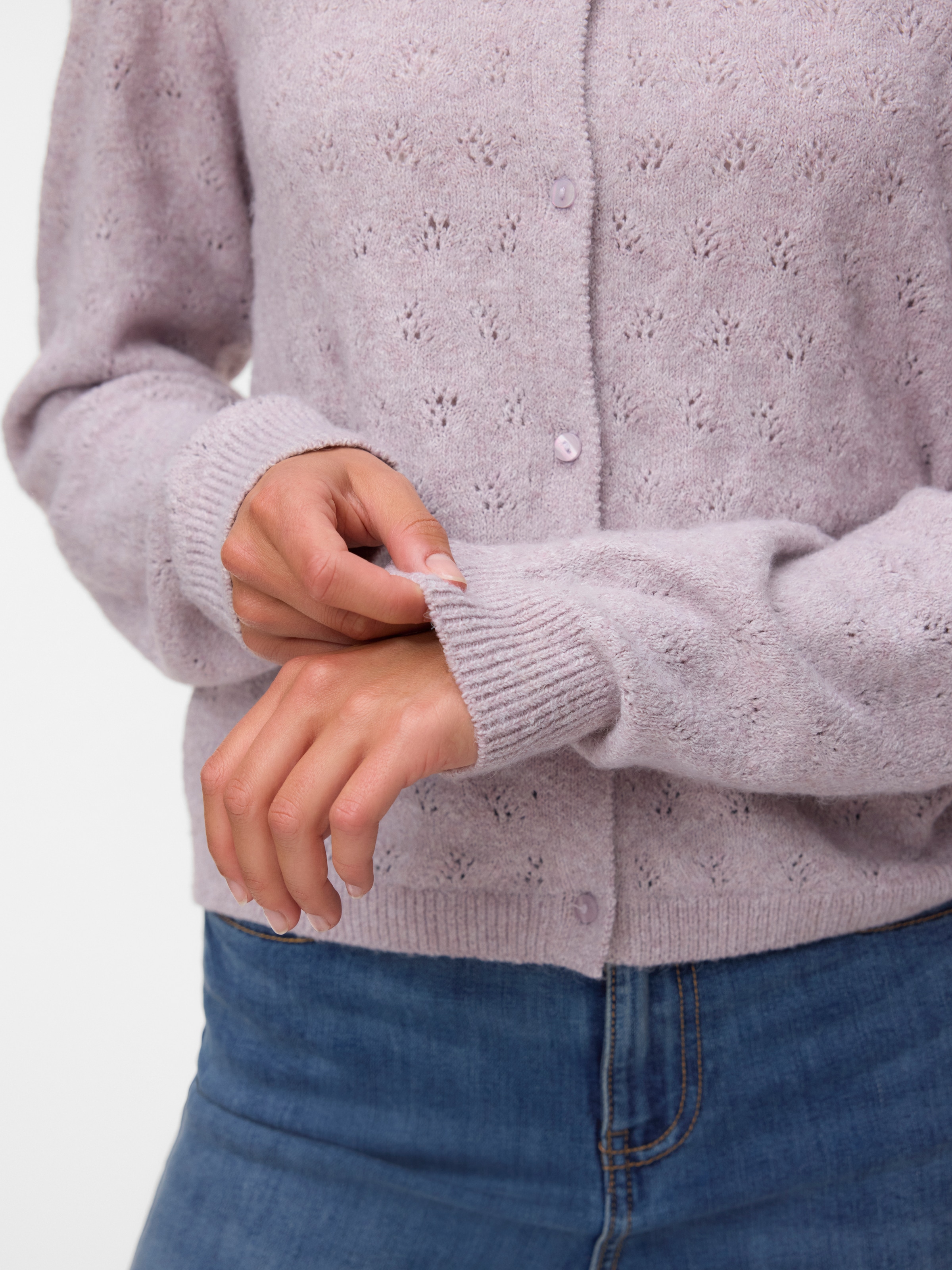 Vero Moda Strickjacke »VMDOFFY STITCH LS O-NECK CARDIGAN NOOS« Materialmix, regular fit