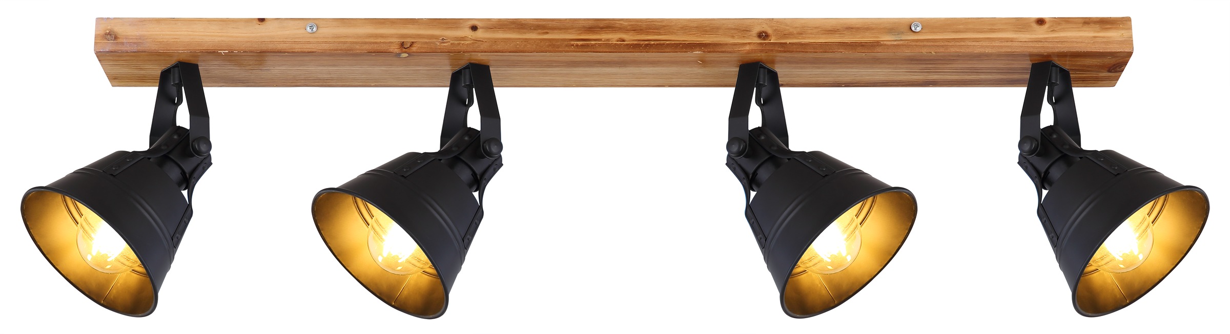 GLOBO LIGHTING Deckenstrahler »GÜNTHER«, Leuchtmittel E27 | ohne Leuchtmittel, Strahler/Holz/schwarz matt/Wohnzimmer/Flur/Arbeitszimmer