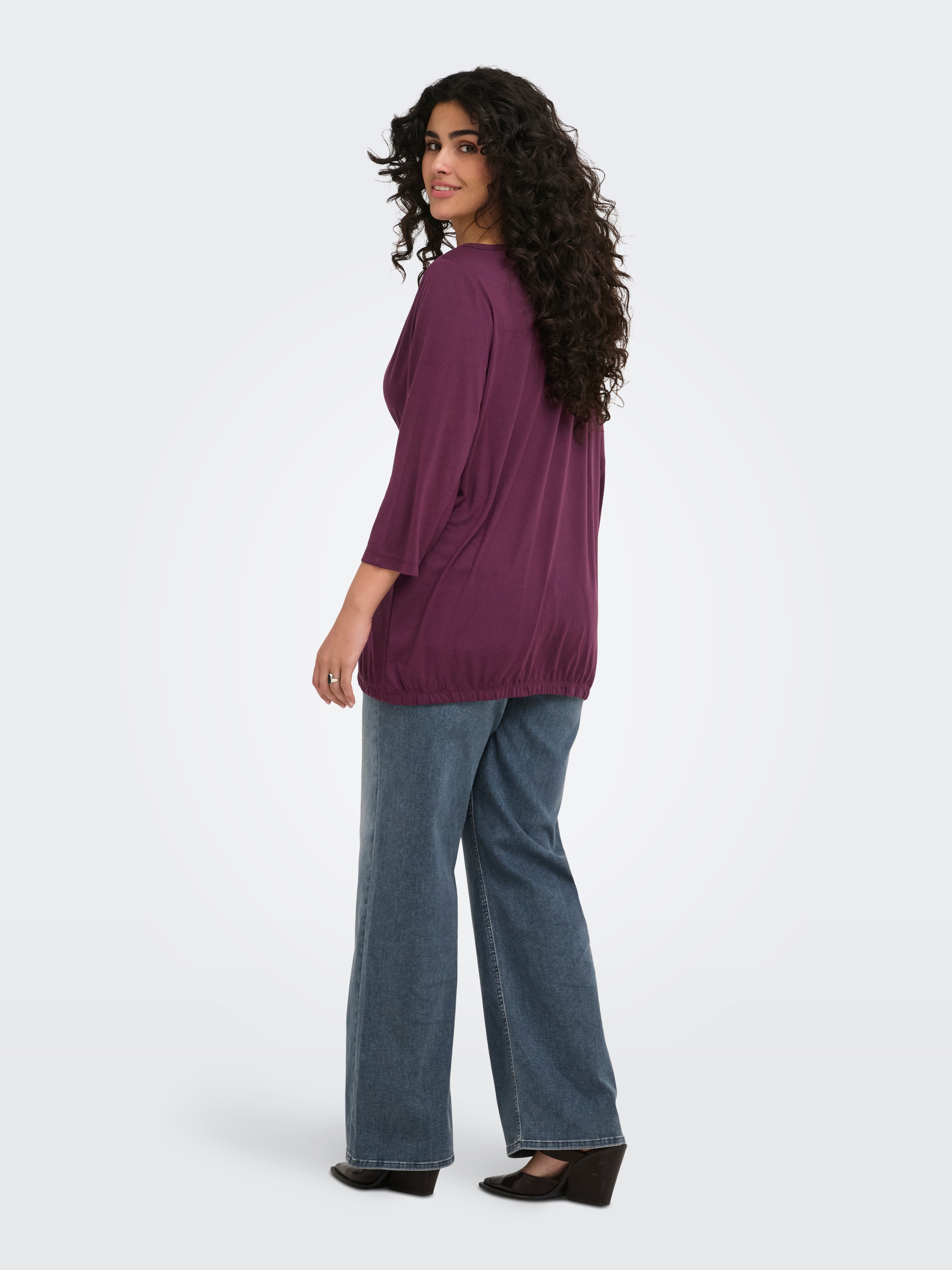 ONLY CARMAKOMA 3/4-Arm-Shirt »CARCARLINNE 3/4 BOATNECK TOP JRS« Materialmix, normal geschnitten