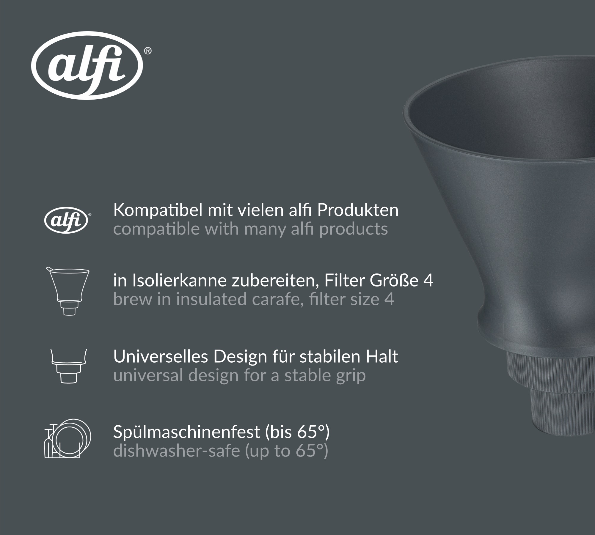 Alfi Handfilter »AROMA PLUS FLEX Kaffeefilter« Spülmaschinenfest bis 65 °C, ideal für viele alfi Produkte
