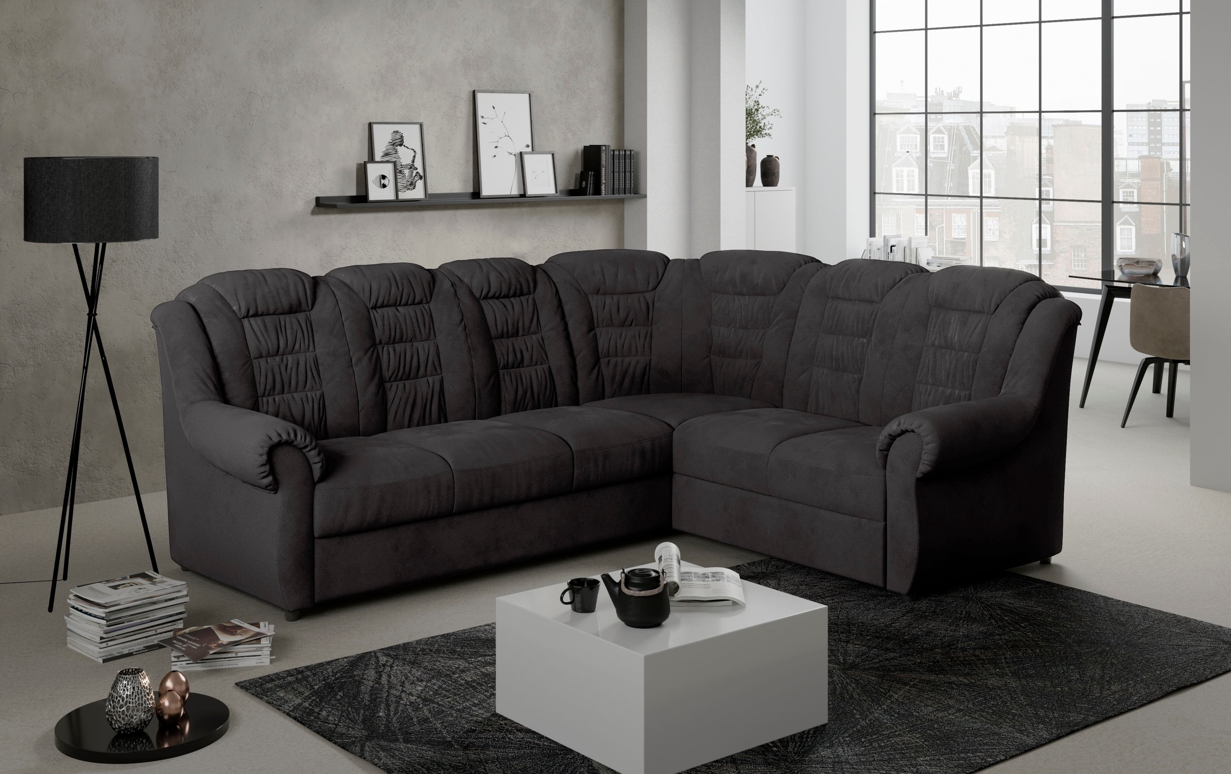 Home affaire Ecksofa »Boston L-Form«, mit hoher Rückenlehne, wahlweise mit günstig online kaufen