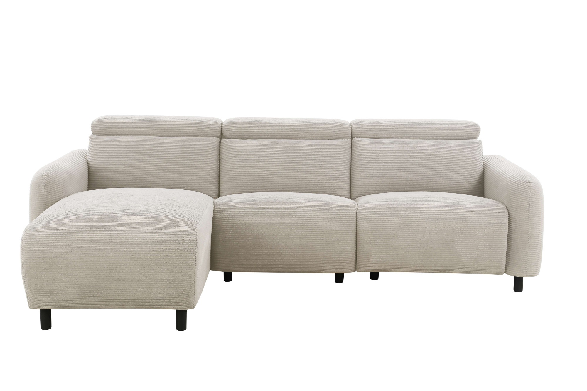 Home affaire Ecksofa »SKAANE in Cord, L-Form, 274 cm, manuelle u. elektrische Funktion,«, rundes Design, Kopfteilverstellung, Federkernpolsterung