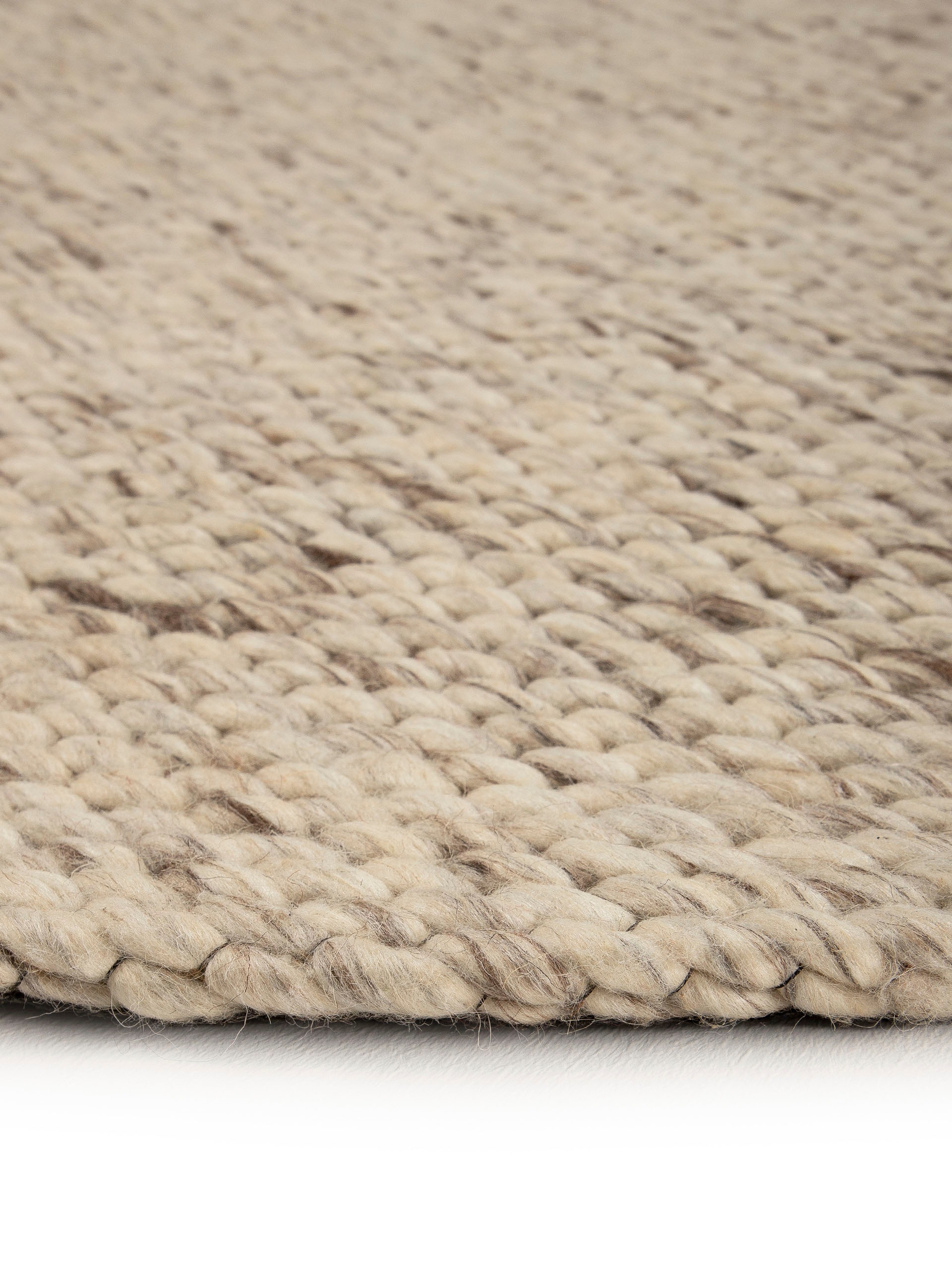 carpetfine Wollteppich »Sina«, rund, grobe Struktur, Zeitloses Design, reine Wolle, Wohnzimmer