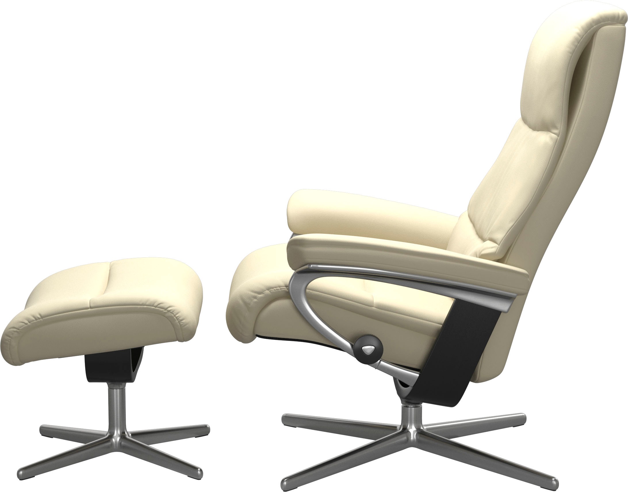 Stressless® Relaxsessel »View«, (Set, Relaxsessel mit Hocker), mit Hocker, mit Cross Base, Größe S, M & L, Holzakzent Schwarz