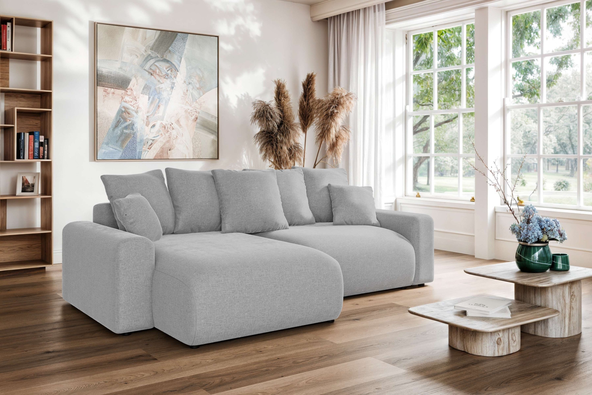 Home affaire Ecksofa »LAKESIDE klein mit Bettfunktion und Bettkasten, B/T/H 235/142/84 cm«, L-Form, Recamiere beidseitig montierbar, mit Wellenunterfederung