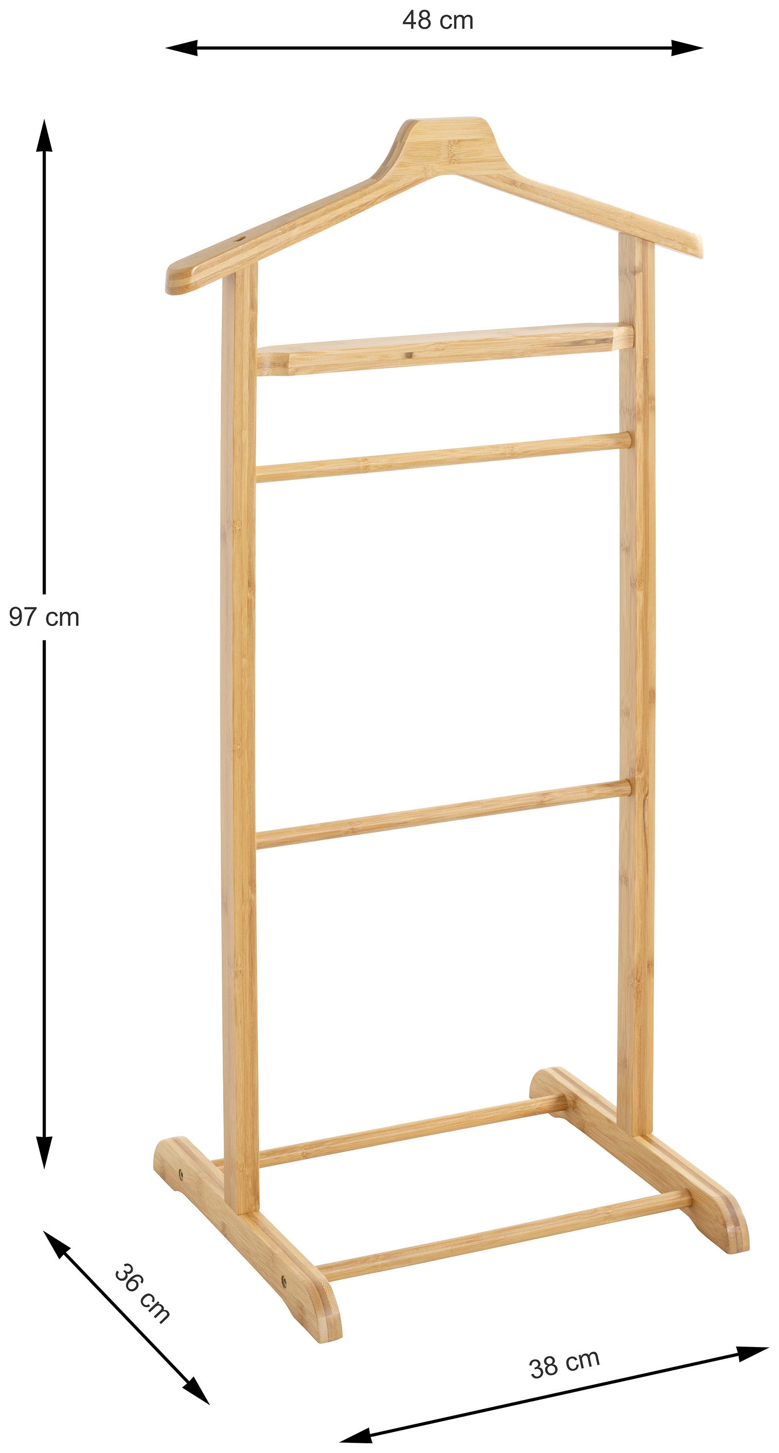 HAKU Herrendiener »Anzugständer, Dressboy, Kleiderboy, Kleiderbutler, Stiller Diener« freiform - aus Bambus natur -B/T/H 48/36/97 cm