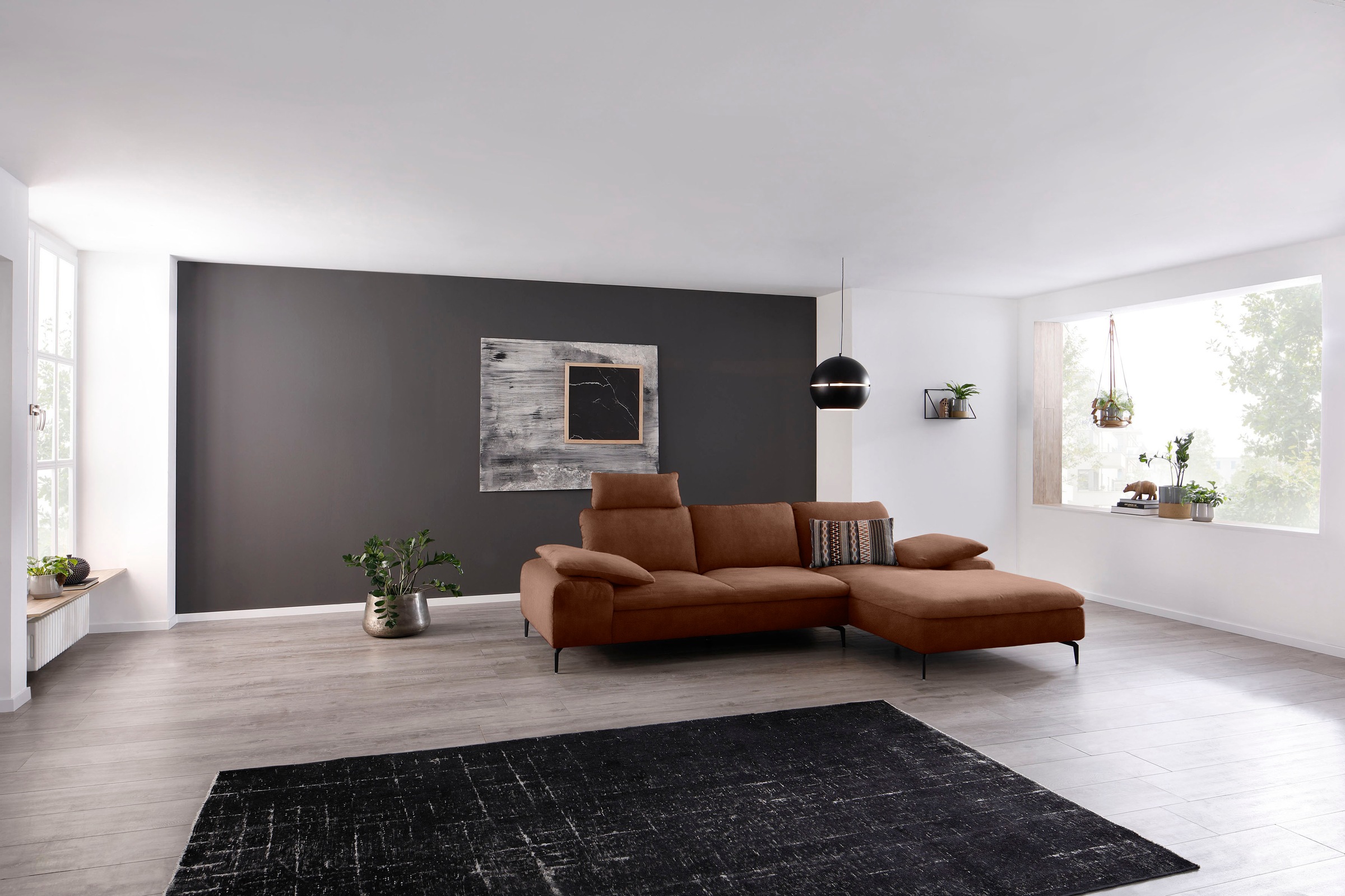 W.SCHILLIG Ecksofa »valentinoo, Designsofa, bequem, elegant und zeitlos, L-Form«, (Set), inklusive Hocker, mit Sitztiefenverstellung, Breite 299 cm
