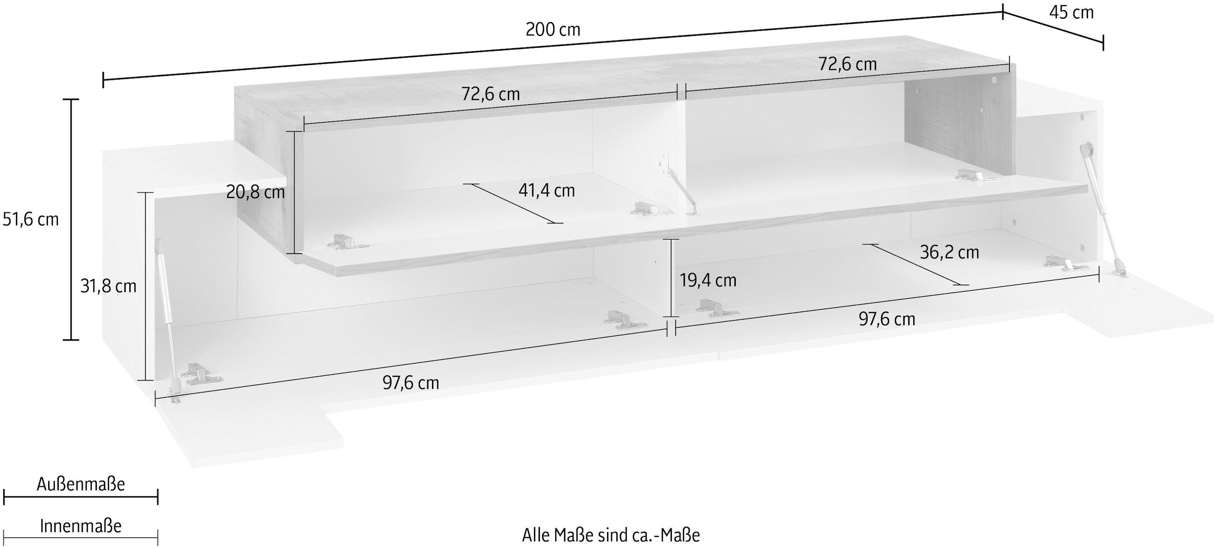 Tecnos Lowboard »Coro«, Breite 200 cm auf Raten kaufen