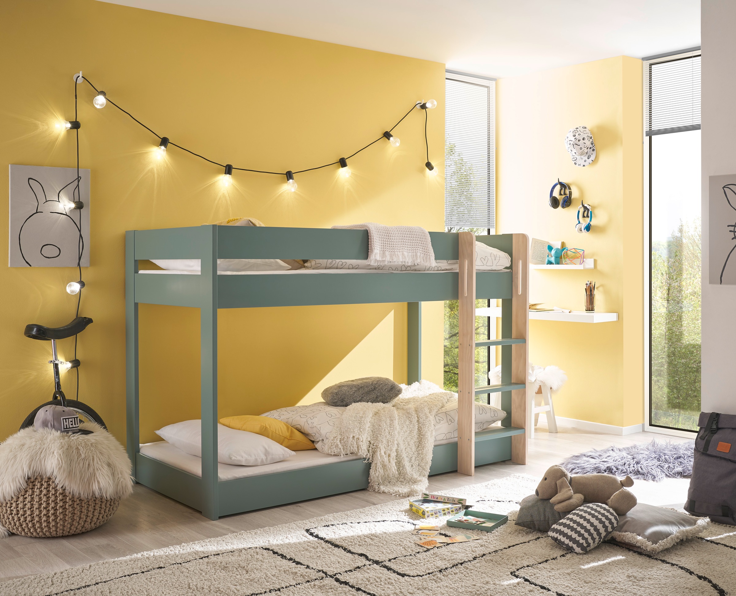 Begabino Bettgestell »Lauri Bett, Etagenbett, Hochbett«, 2 Liegeflächen, mit Leiteraufstieg zum oberen Bett
