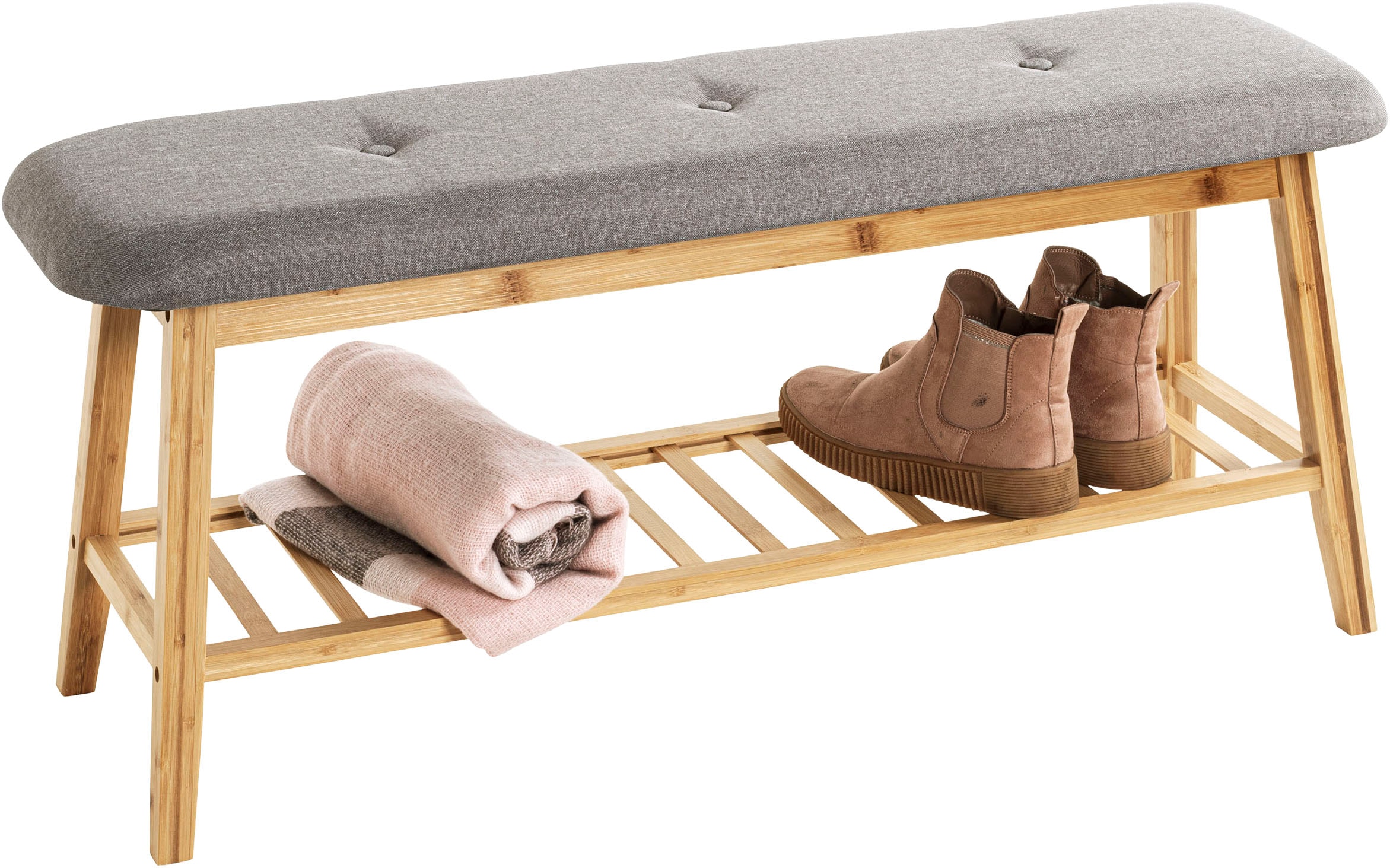 HAKU Schuhbank »Flurbank, Garderobenbank, Sitzbank« rechteckig - aus Textil Grau - B/T/H 100/30/44 cm