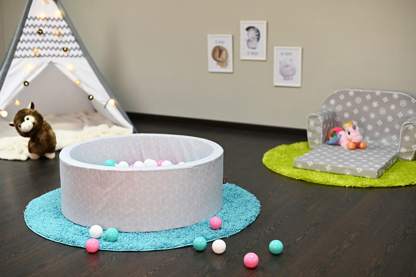Knorrtoys® Bällebad »Soft, Cube Grey«, mit 300 Bällen rose/creme/lightBlue; Made in Germany
