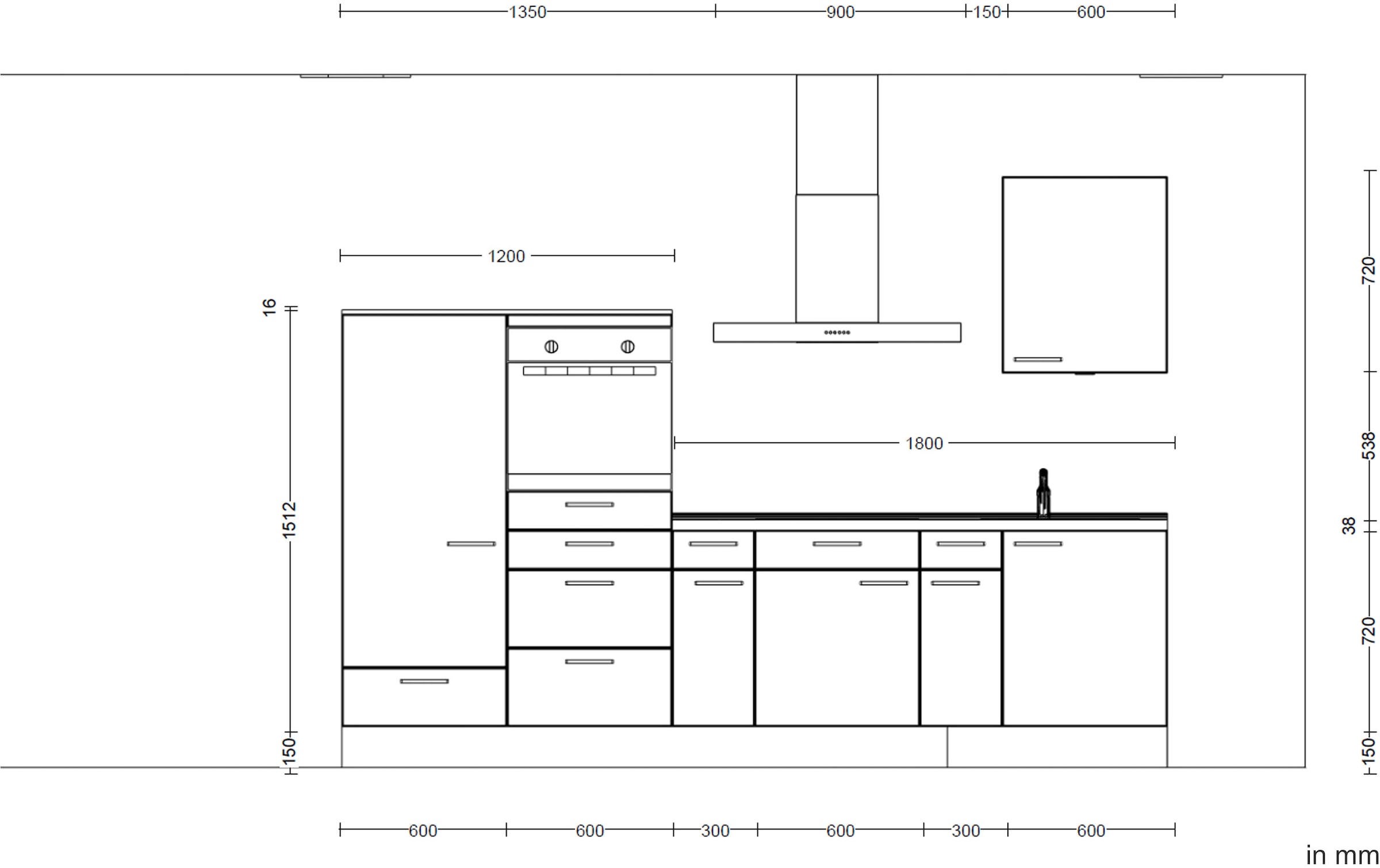 nobilia® Küchenzeile »"Laser I", Ausrichtung wählbar, Breite 300 cm«, vormontiert, wahlw. mit unterschiedlichen E-Geräten-Sets