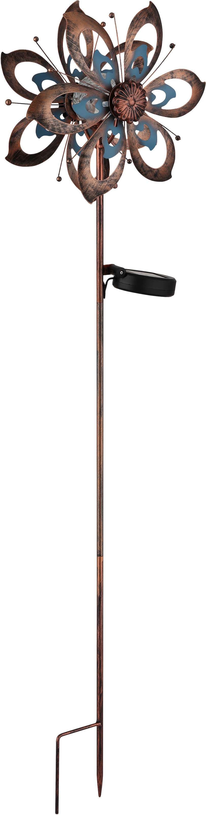 GLOBO LIGHTING LED Solarleuchte »SOLARLEUCHTE METALL GOLDFARBEN PATINIERT, 1XLED« LED-Modul 1 Stk. Warmweiß Solar Garten Terrasse Außenbeleuchtung Dekoleuchten