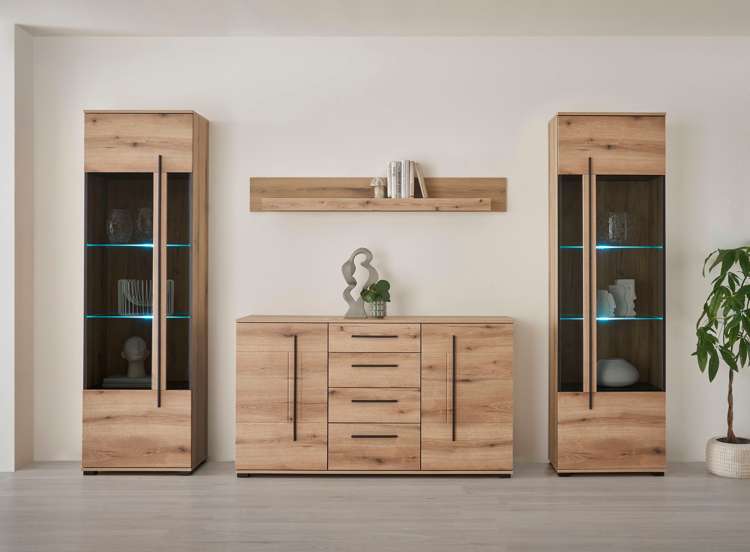 INOSIGN Wohnwand »Cantara, moderne Anbauwand, Wohnzimmer-Set, in Eiche Evok günstig online kaufen