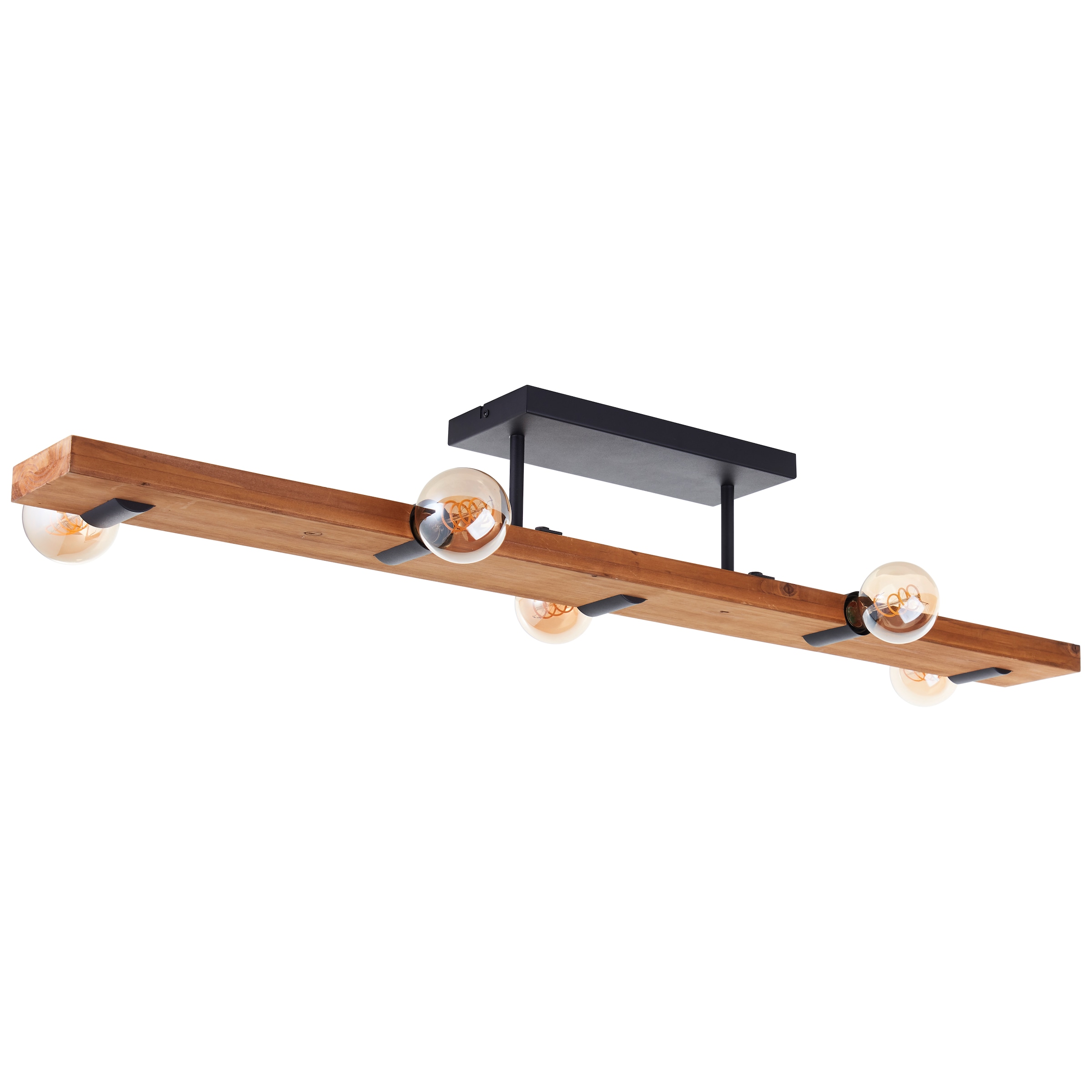 Brilliant Deckenleuchte »Mertes«, 5 flammig, Leuchtmittel E27 | ohne Leuchtmittel, Deckenlampe, E27, 115 x 12,5 cm, Holz/Metall, braun/schwarz
