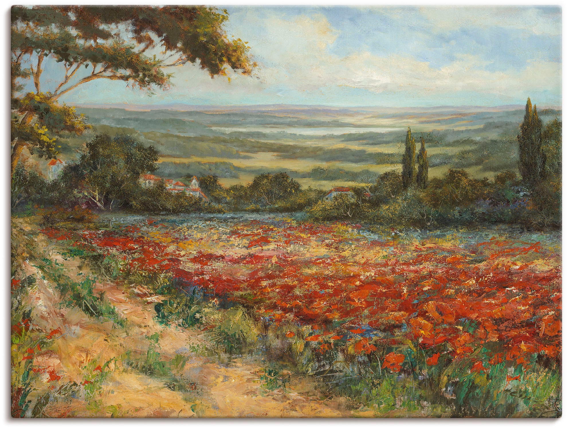 Artland Wandbild »Weg am Mohnfeld« Wiesen & Bäume 1 Stk. tlg. als Leinwandb günstig online kaufen